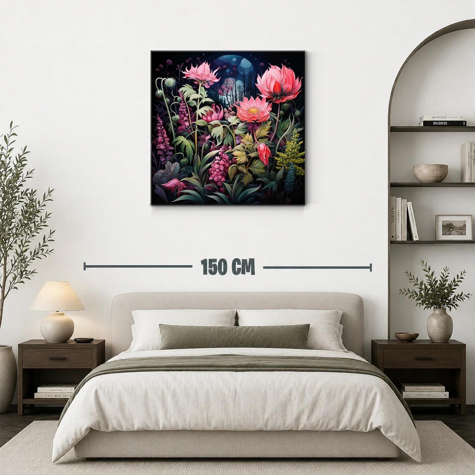 Flores vibrantes bajo un cielo nocturno misterioso — miniatura 3