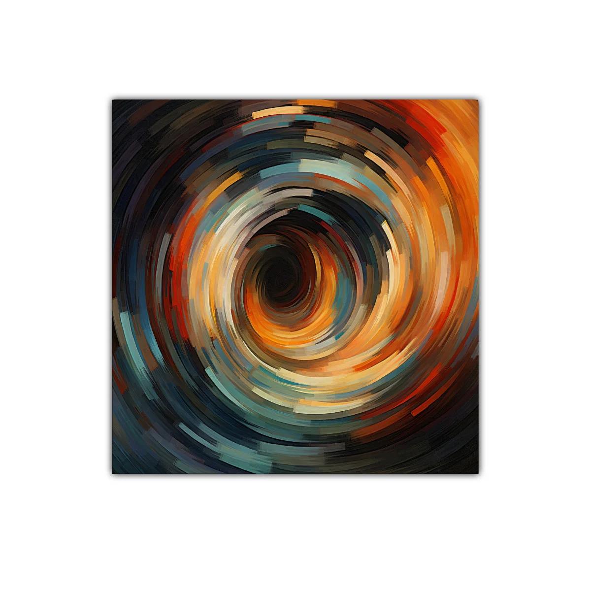 Cuadro abstracto con espiral dinámica de tonos cálidos y fríos — miniatura 1