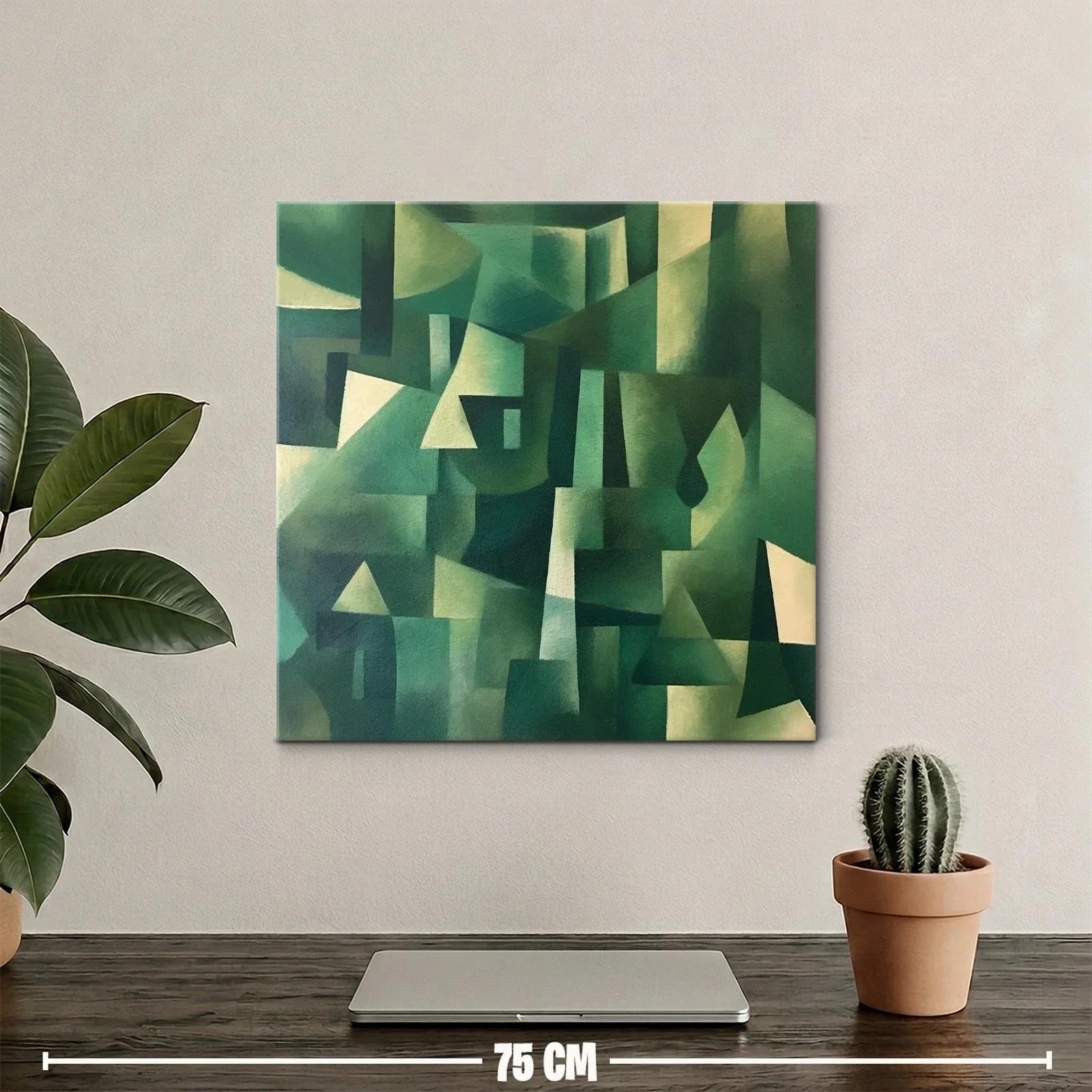 Composición abstracta con tonos verdes y formas geométricas — miniatura 2