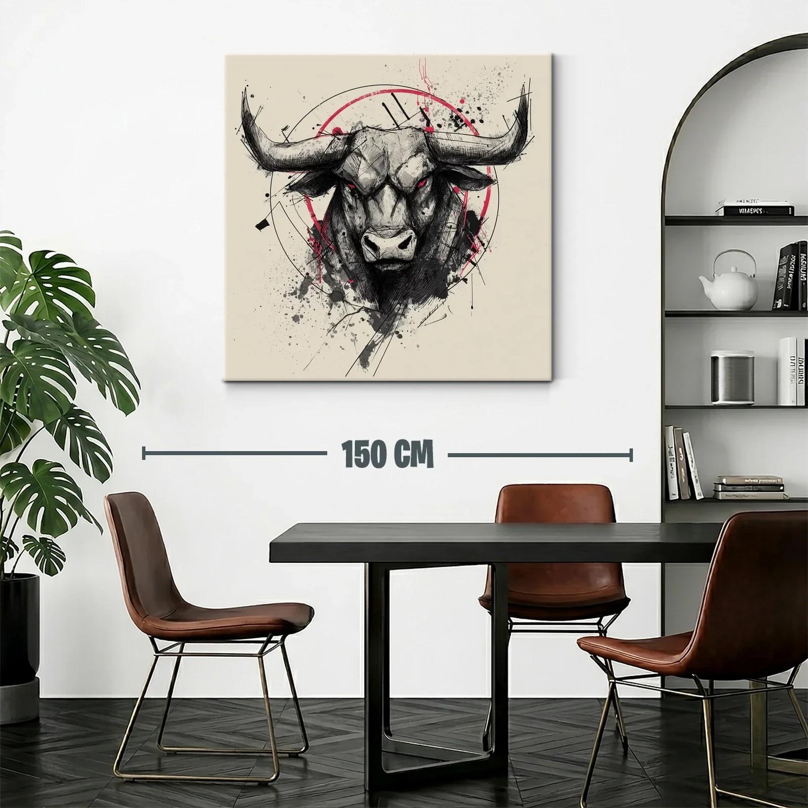 Impactante ilustración de toro con mirada penetrante roja — miniatura 2
