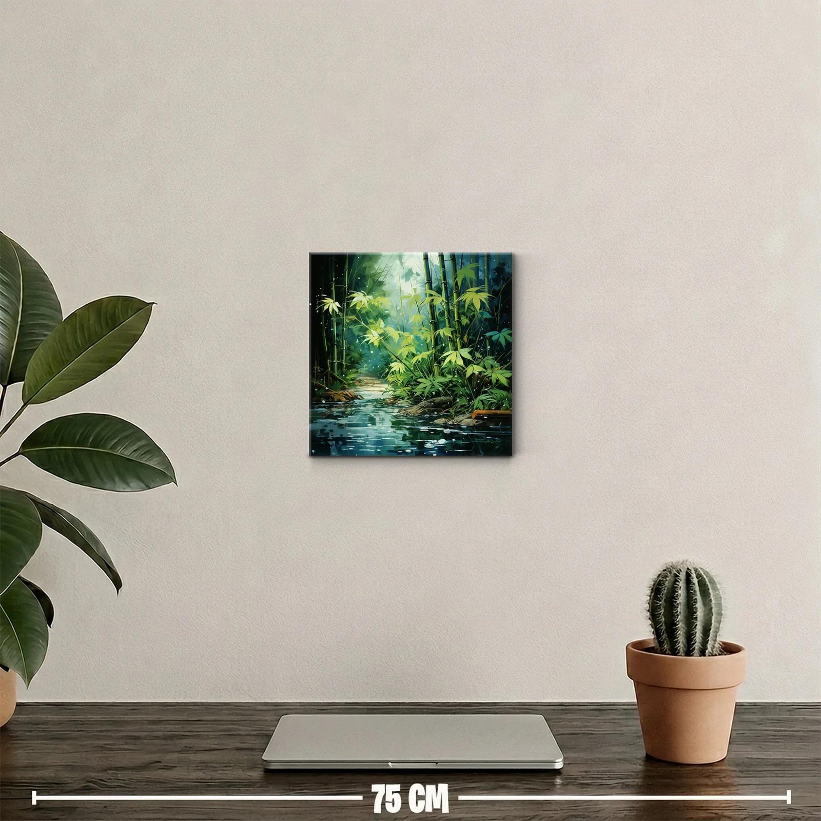 Rincón de bambú junto al riachuelo entre luces suaves — miniatura 2