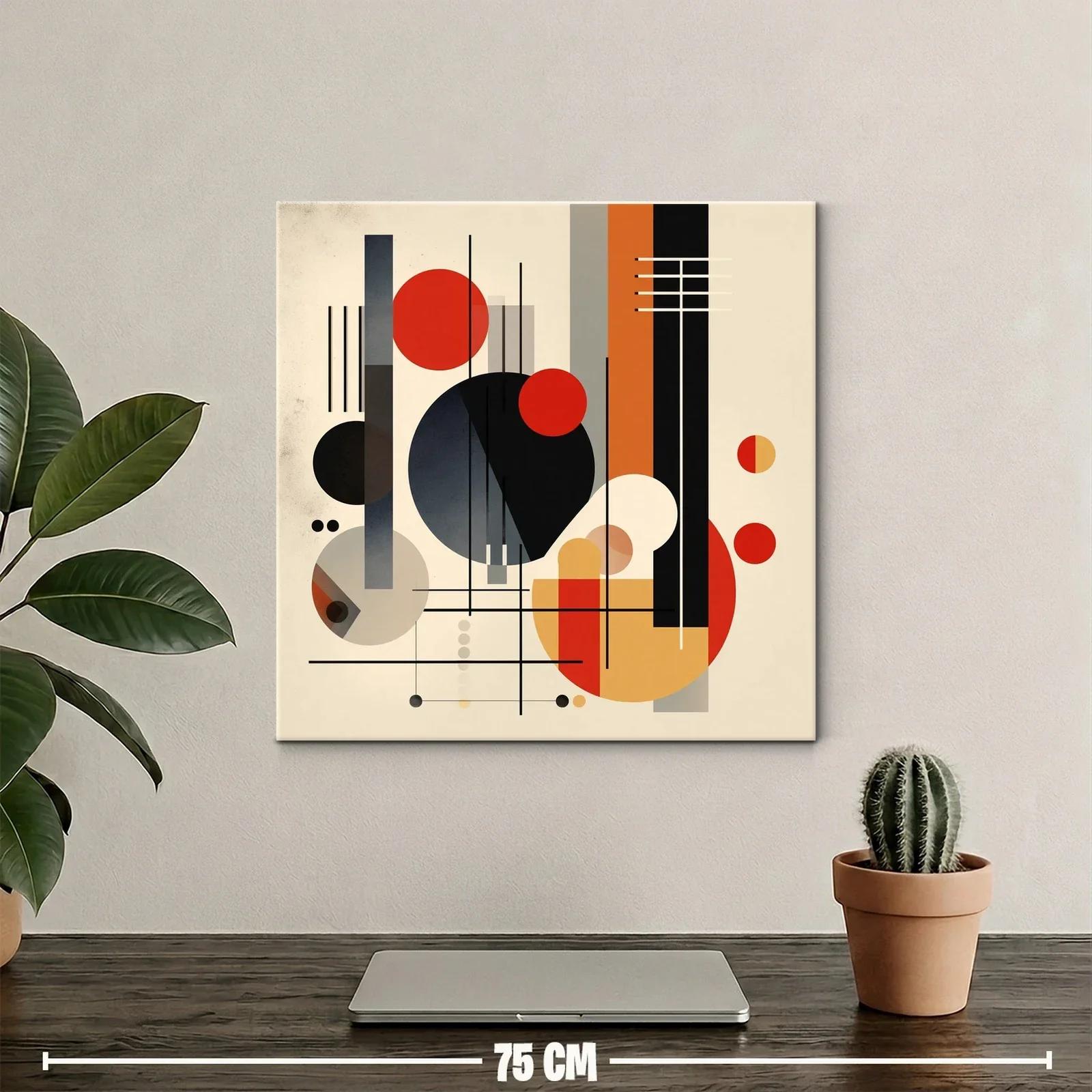 Composición abstracta con formas geométricas en tonos cálidos y negros — miniatura 2