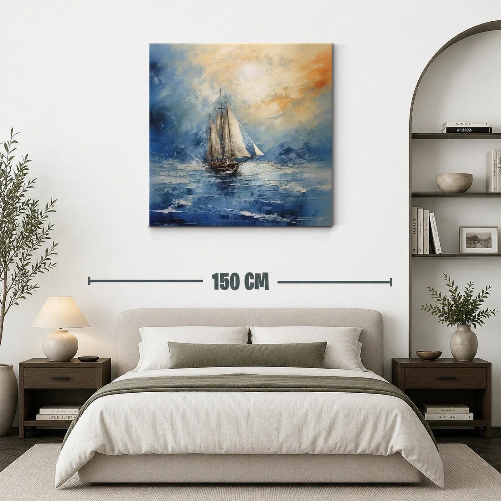 Velero navegando en mar azul con cielos luminosos — miniatura 3