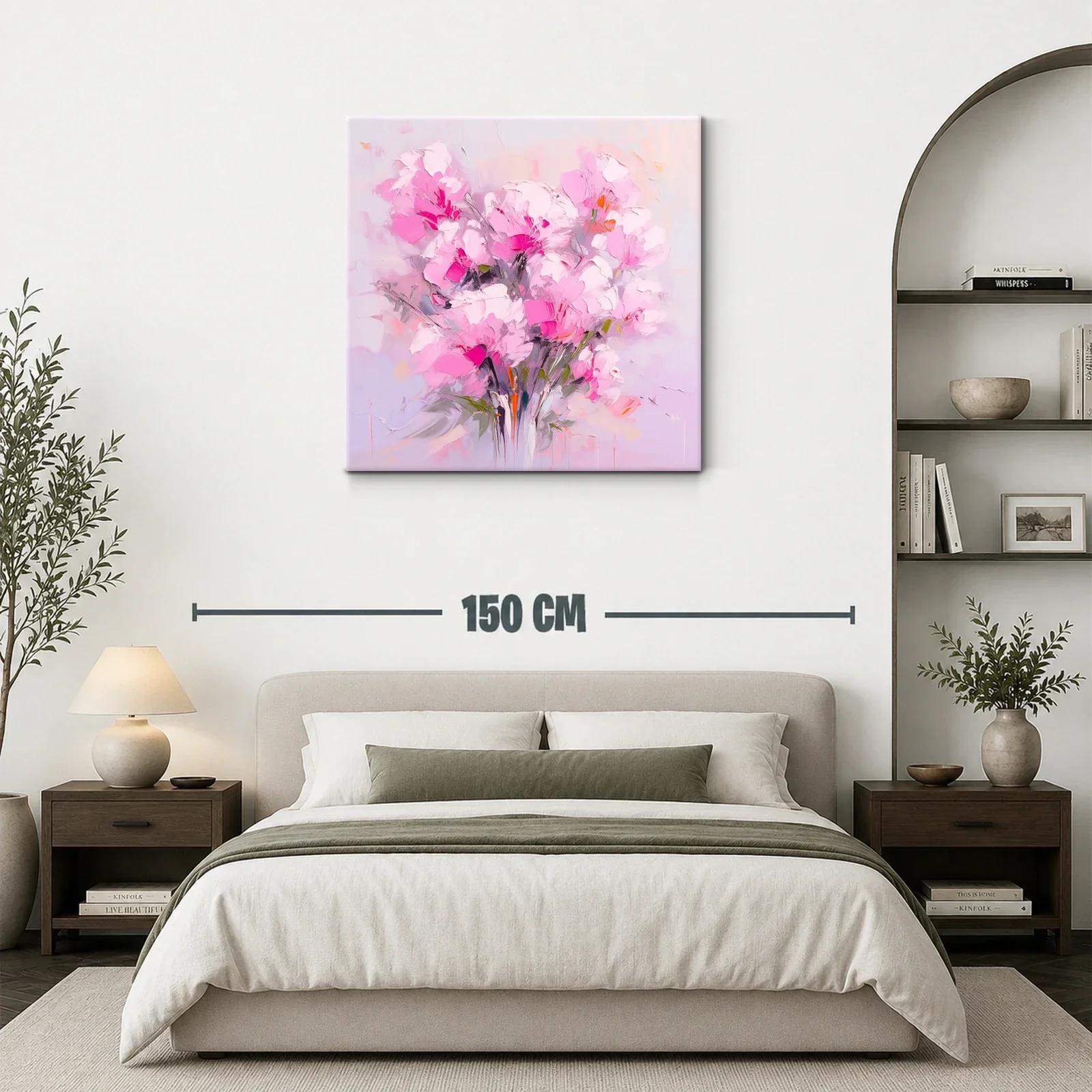 Cuadro floral vibrante en tonos rosas y lilas suaves — miniatura 3