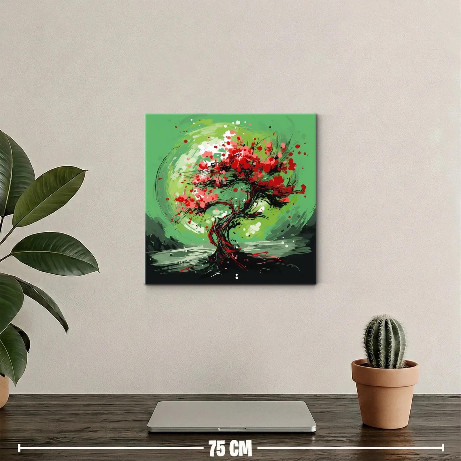 Árbol abstracto con vibrantes tonos verdes y rojos — miniatura 2