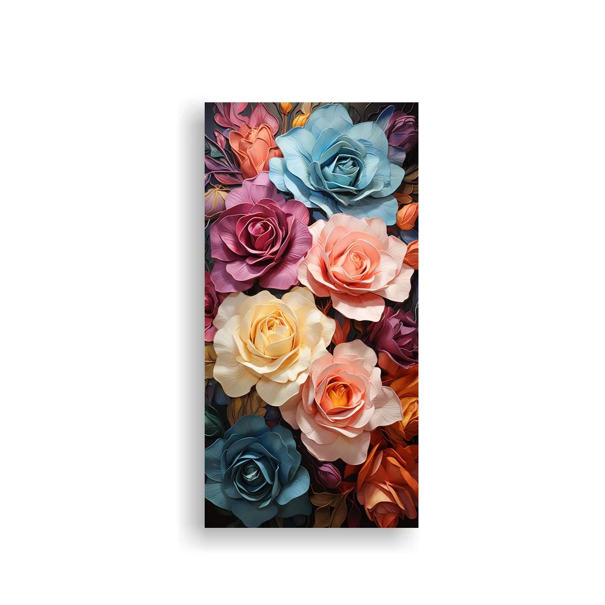 Cuadro ramo de rosas multicolor con sombras profundas — imagen principal
