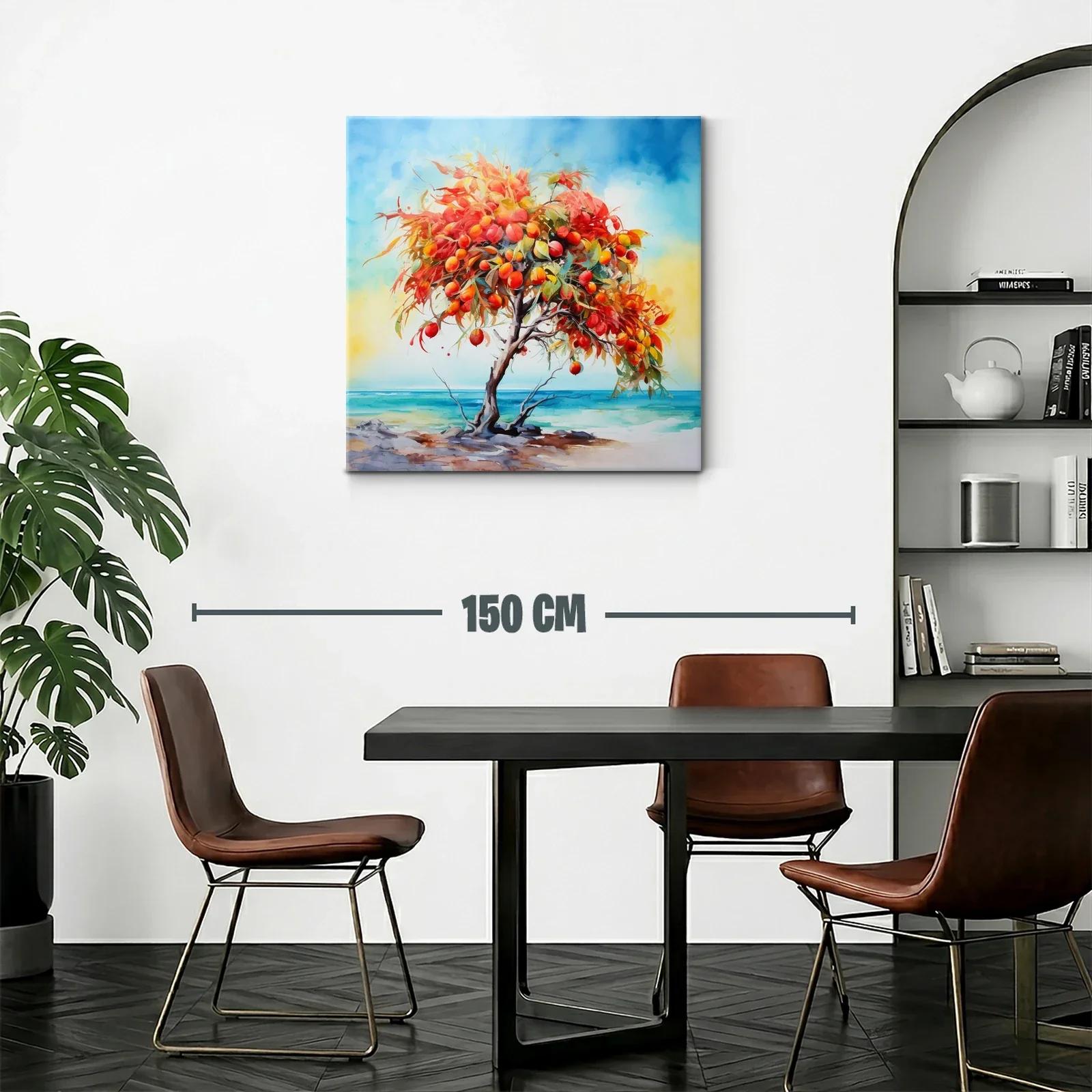 Árbol frutal vibrante junto al mar en tonos cálidos — miniatura 2