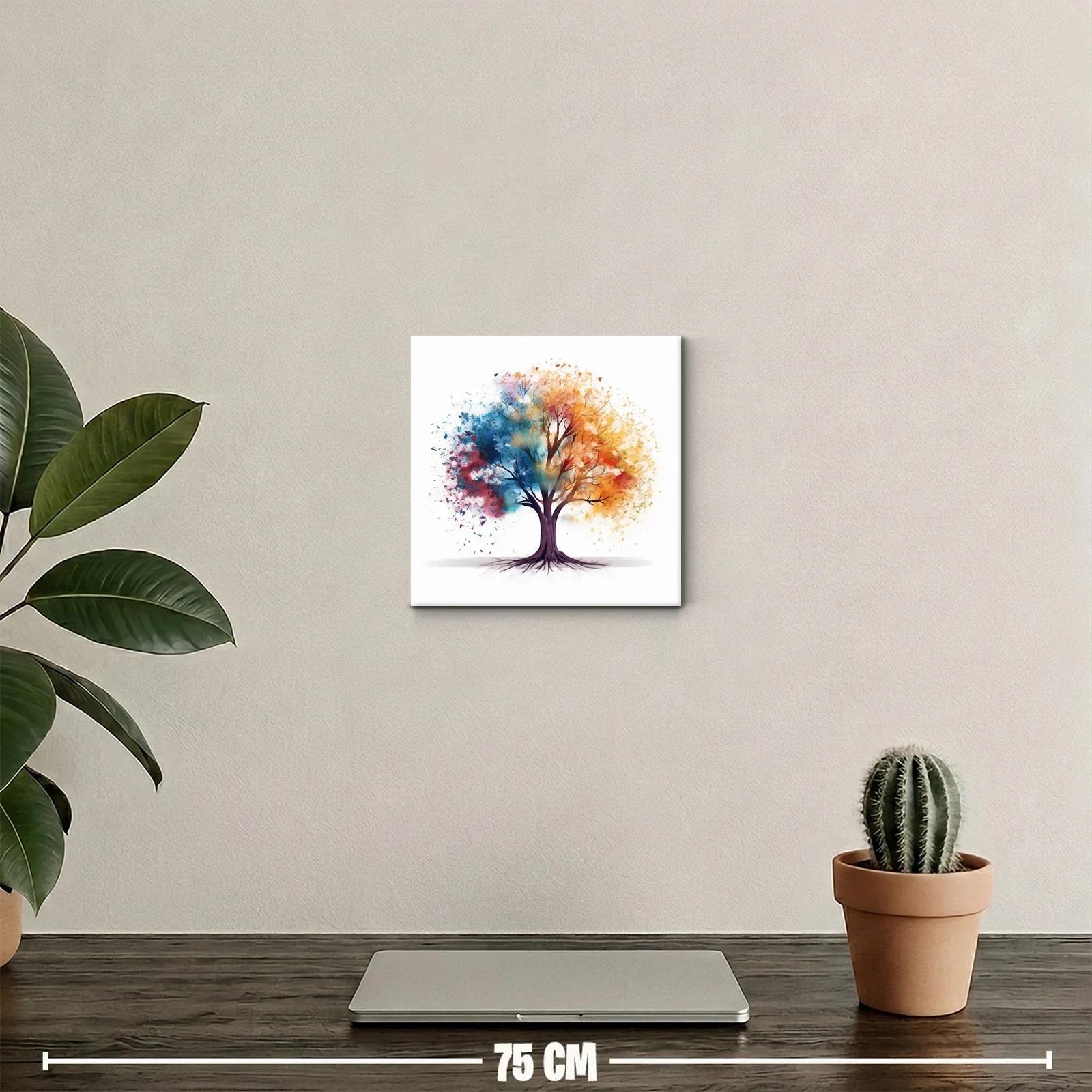 Árbol multicolor con hojas en tonos cálidos y fríos — miniatura 2