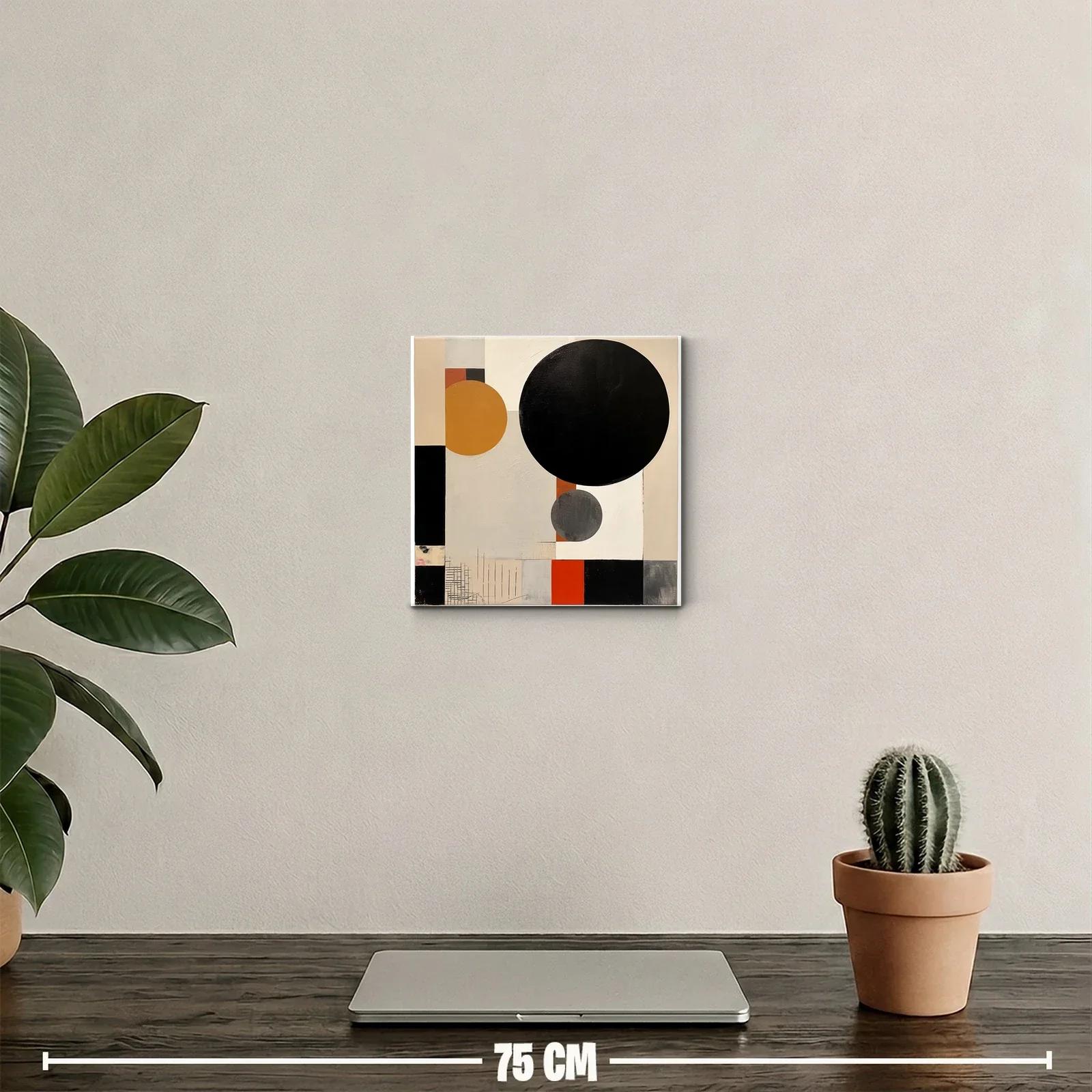 Cuadro abstracto con formas geométricas y tonos cálidos — miniatura 2