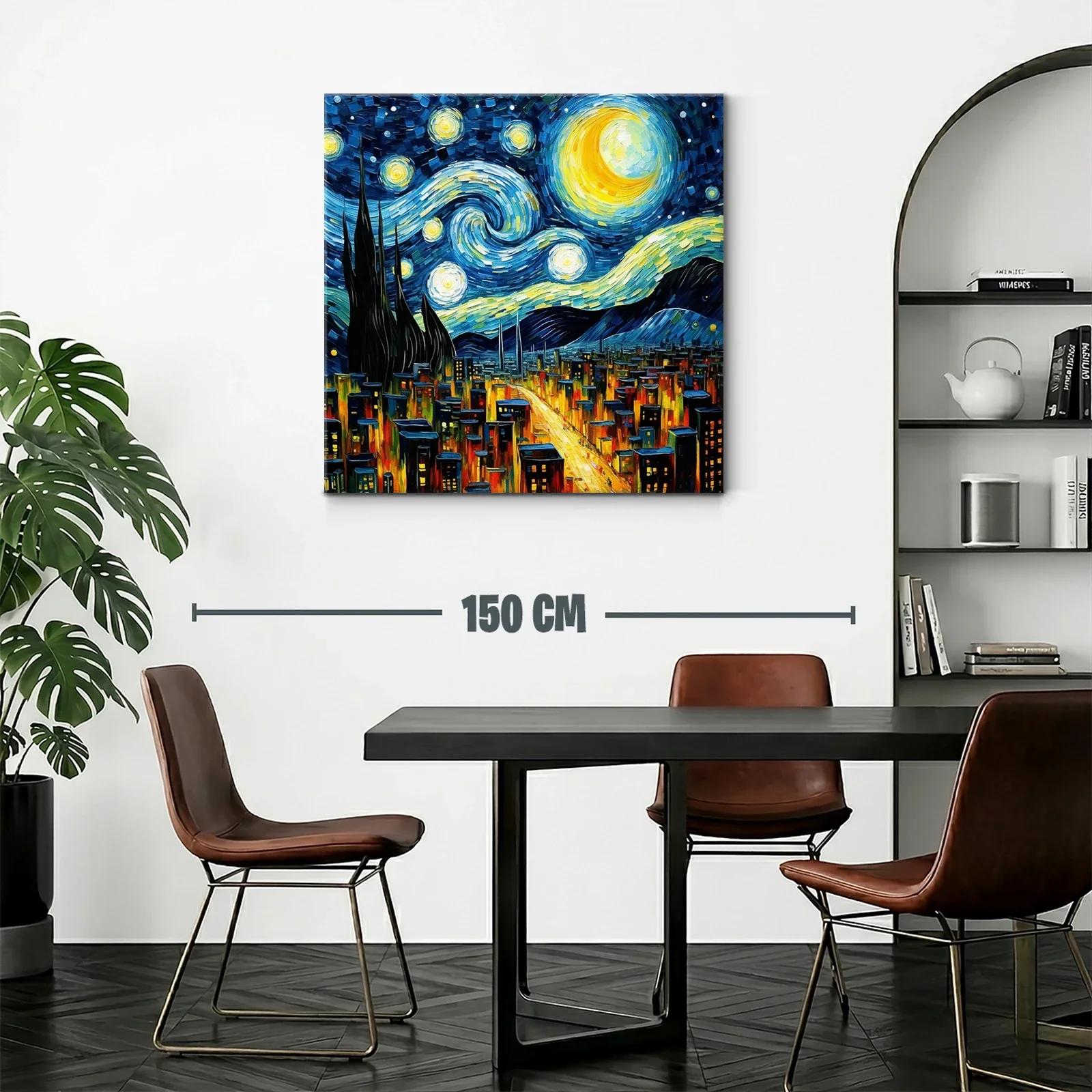 Ciudad nocturna bajo cielo estrellado vibrante y dinámico — miniatura 2