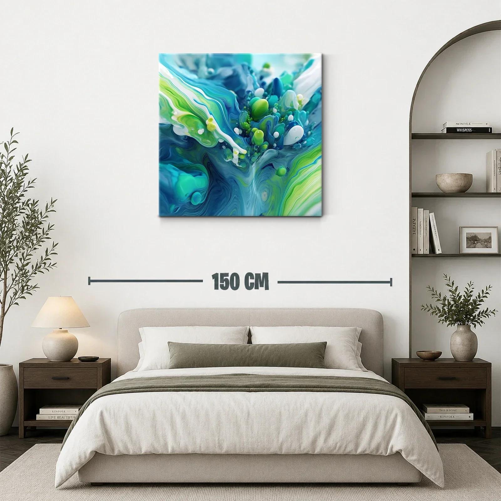 Abstracción orgánica en tonos azules y verdes vibrantes — miniatura 3