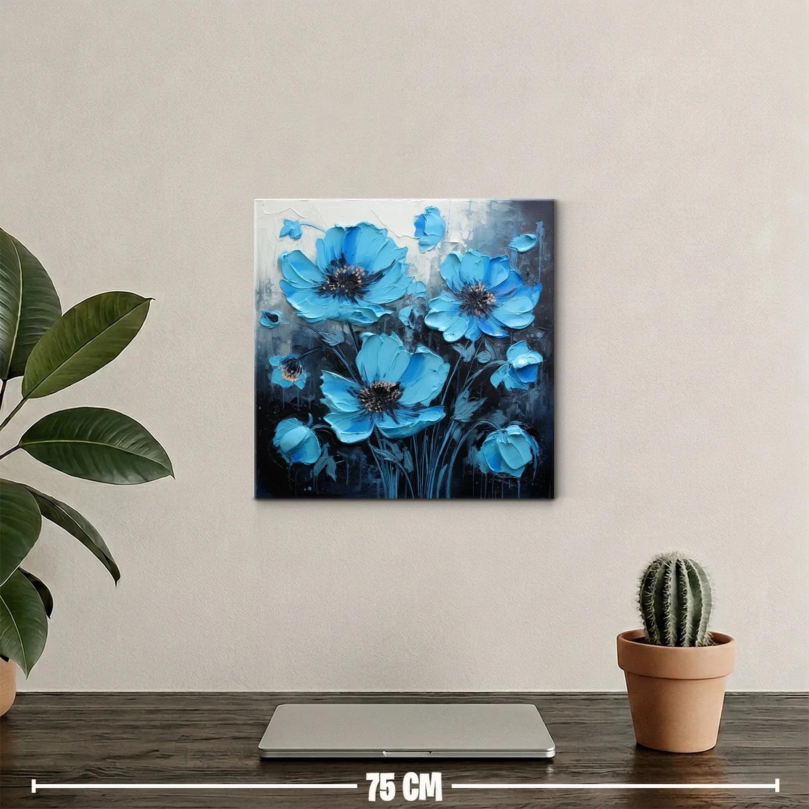 Flores azules vibrantes sobre fondo oscuro elegante — miniatura 2