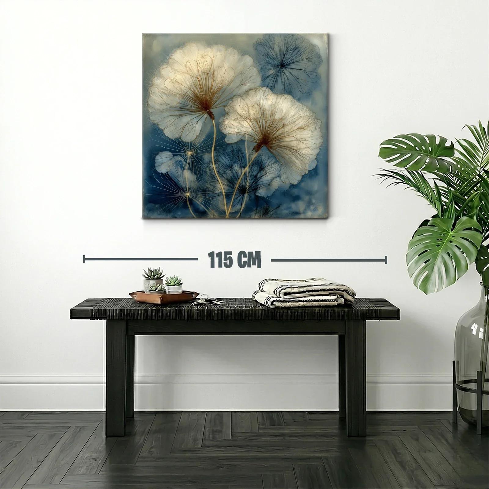 Delicadas flores en tonos beige y azul para un ambiente sereno — miniatura 2