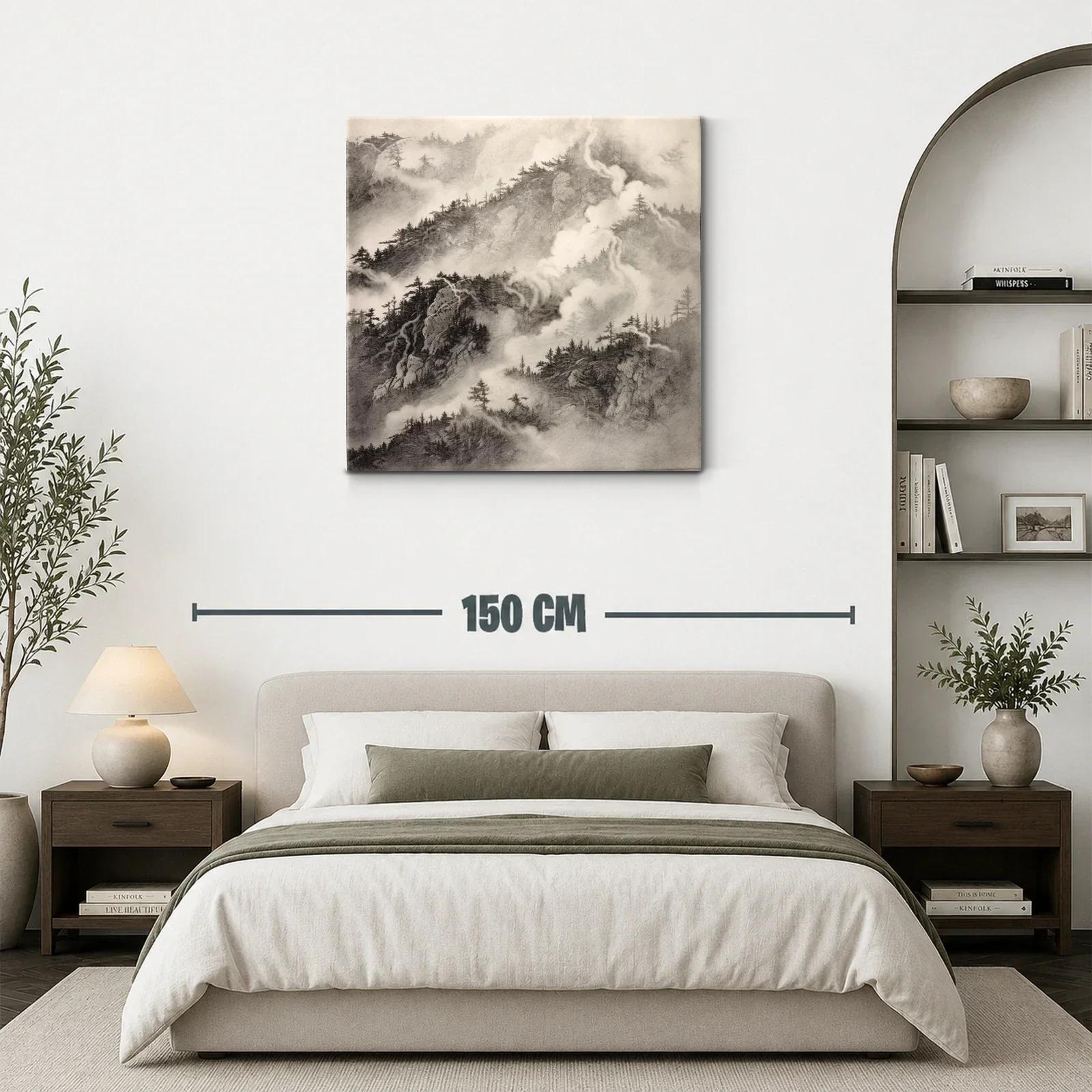 Paisaje de Montañas Nebulosas en Tonos Monocromáticos — miniatura 3