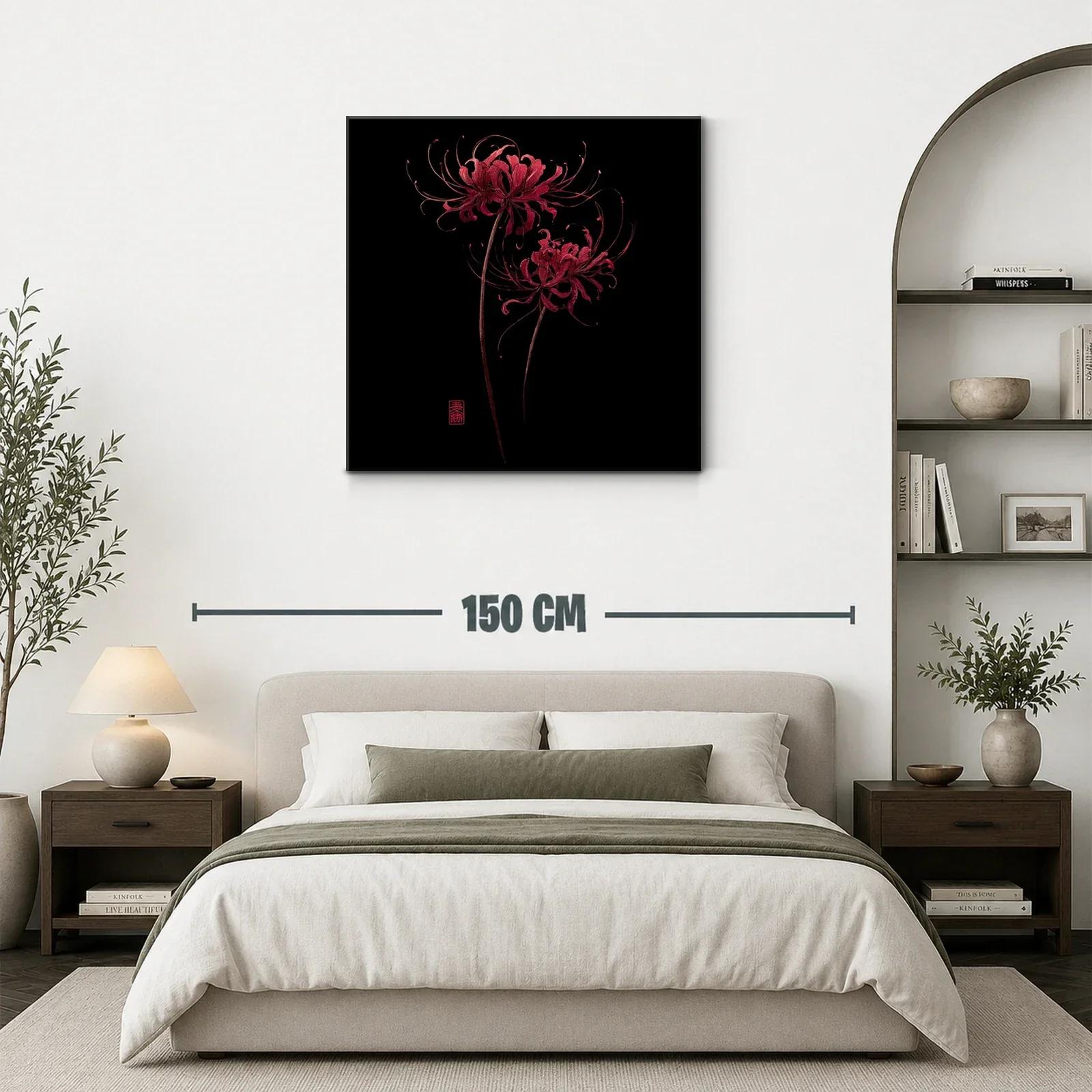 Flor roja sobre fondo negro en diseño elegante y delicado — miniatura 3
