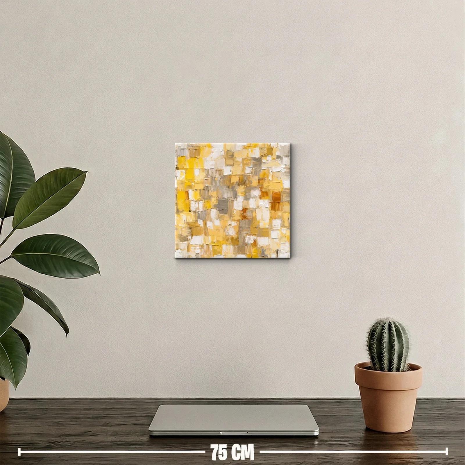 Cuadro abstracto en tonos amarillos y beige cálidos — miniatura 2