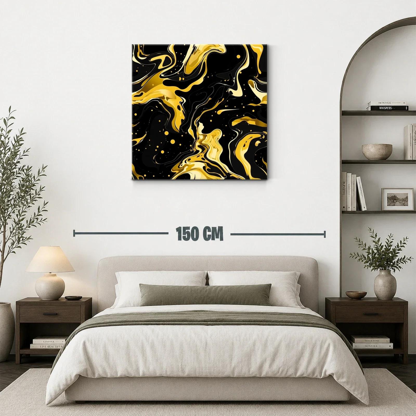 Abstracto dinámico en tonos dorados y negro brillante — miniatura 3