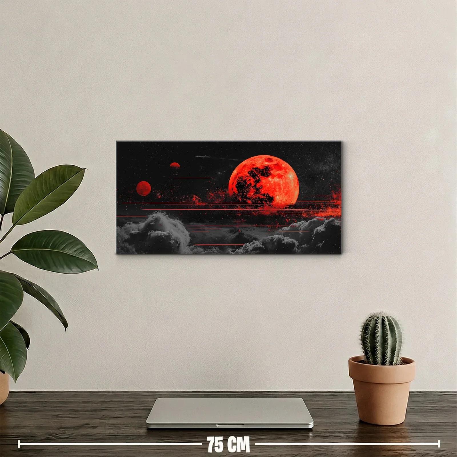Cuadro luna roja con astros y nubes densas — miniatura 2