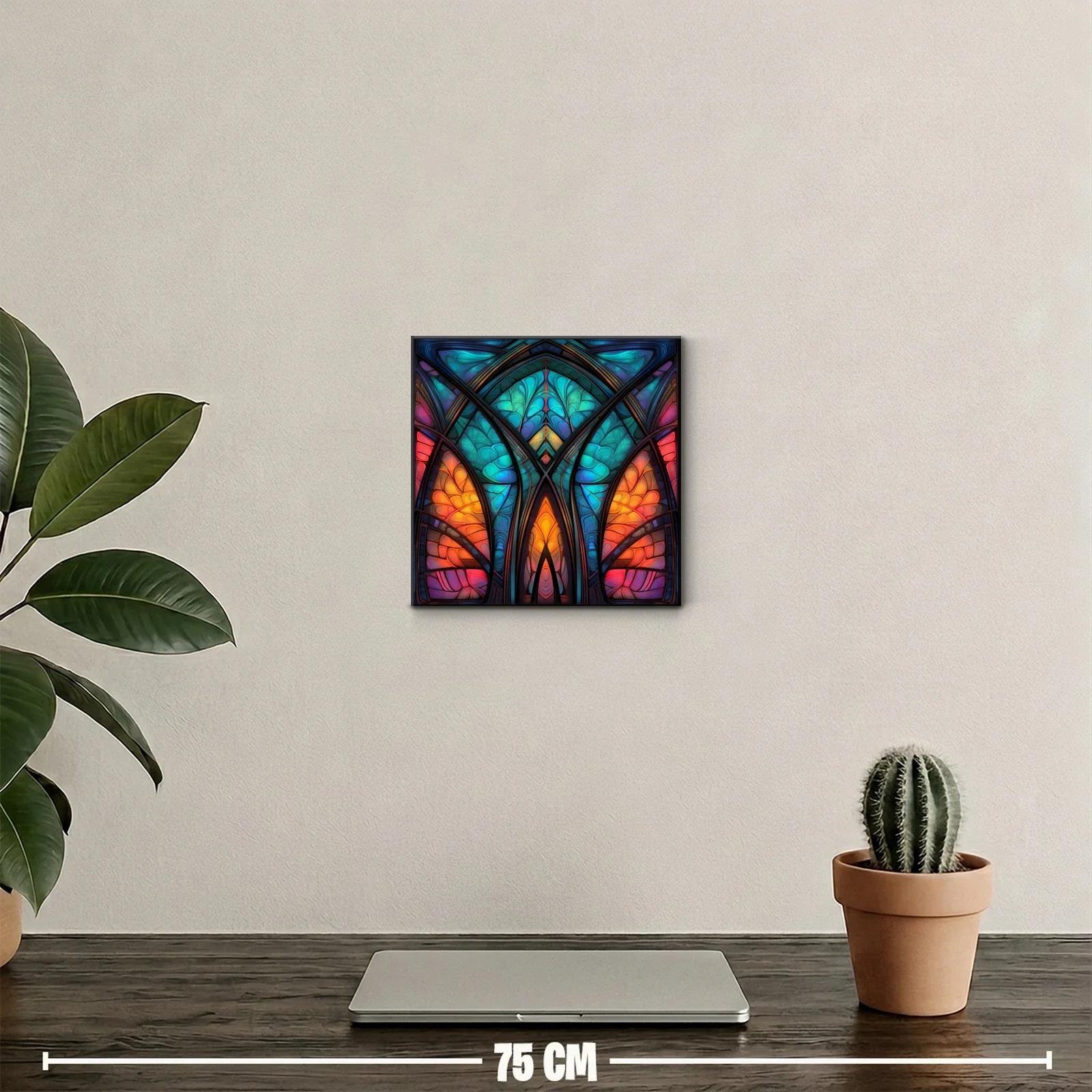Cuadro decorativo con diseño de vitrales multicolor moderno — miniatura 2