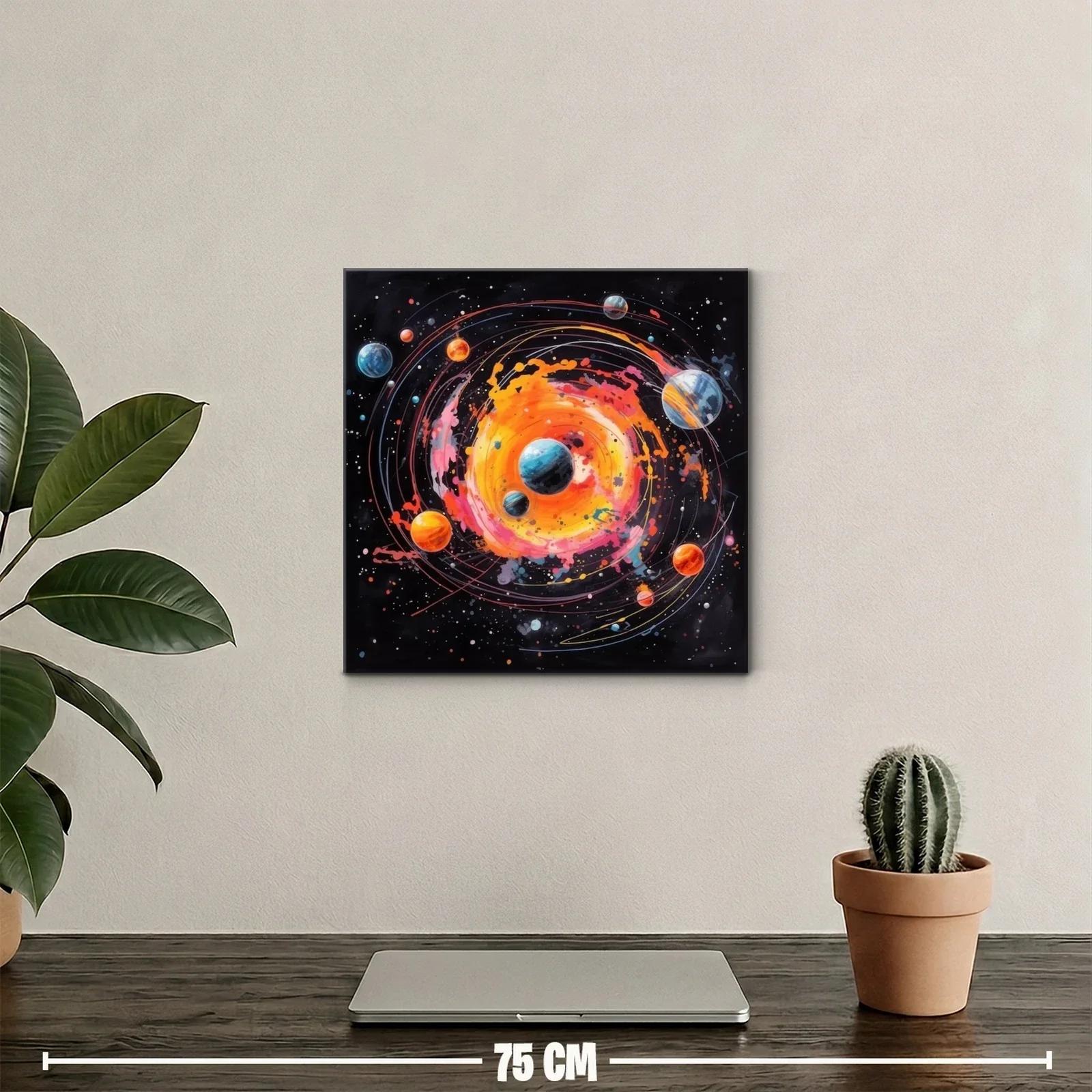 Explosión cósmica con planetas en órbitas vibrantes — miniatura 2