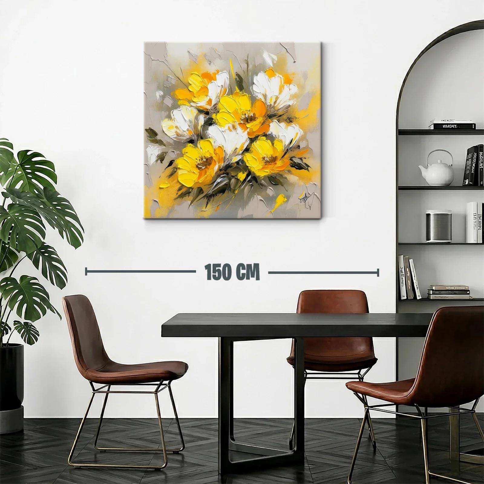 Flores vibrantes en tonos amarillos y blancos con fondo neutro — miniatura 2