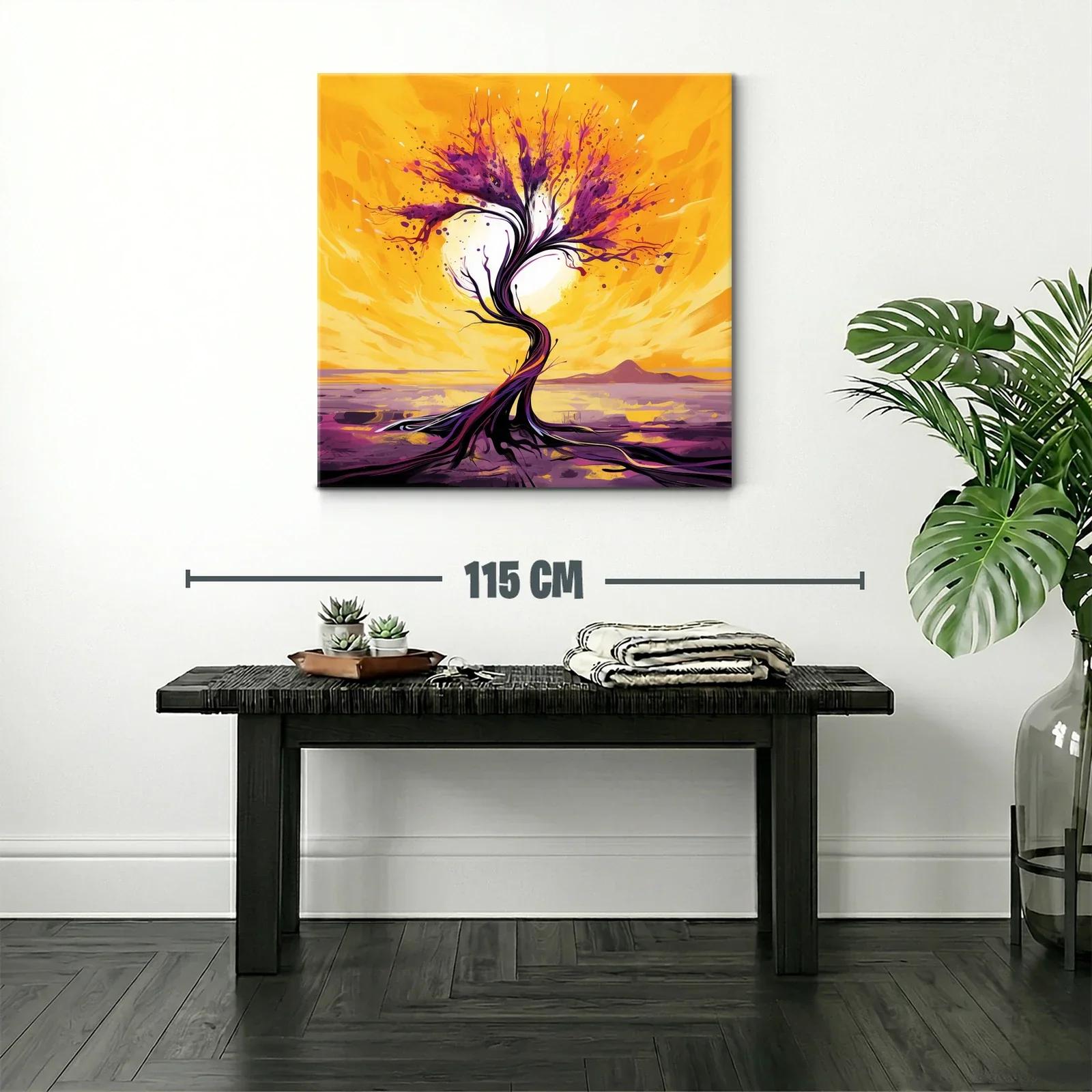 Árbol abstracto en vibrantes tonos morados y amarillos — miniatura 2