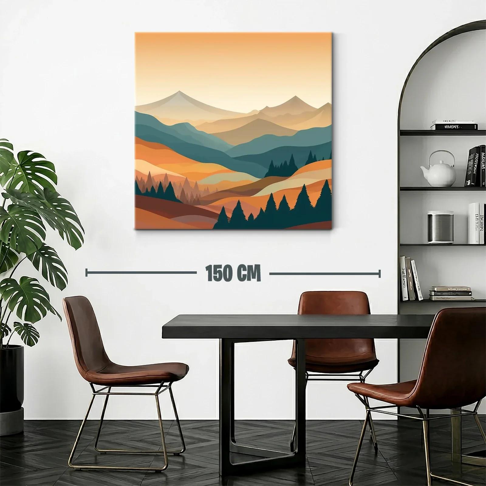 Paisaje montañoso en tonos cálidos y verdes suaves — miniatura 2
