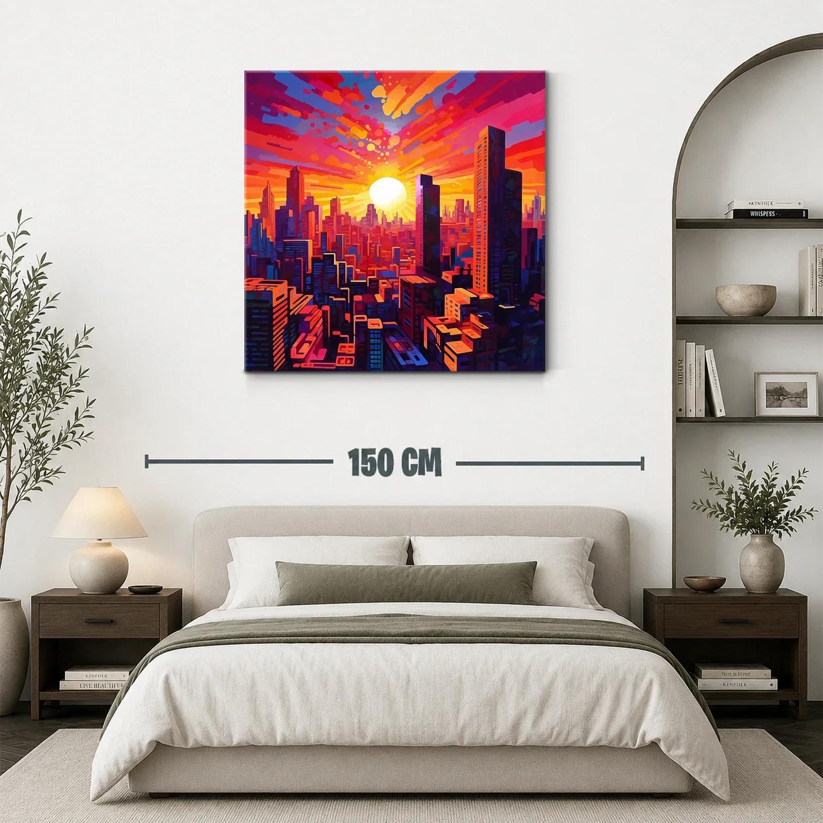 Atardecer vibrante sobre ciudad moderna llena de energía — miniatura 3