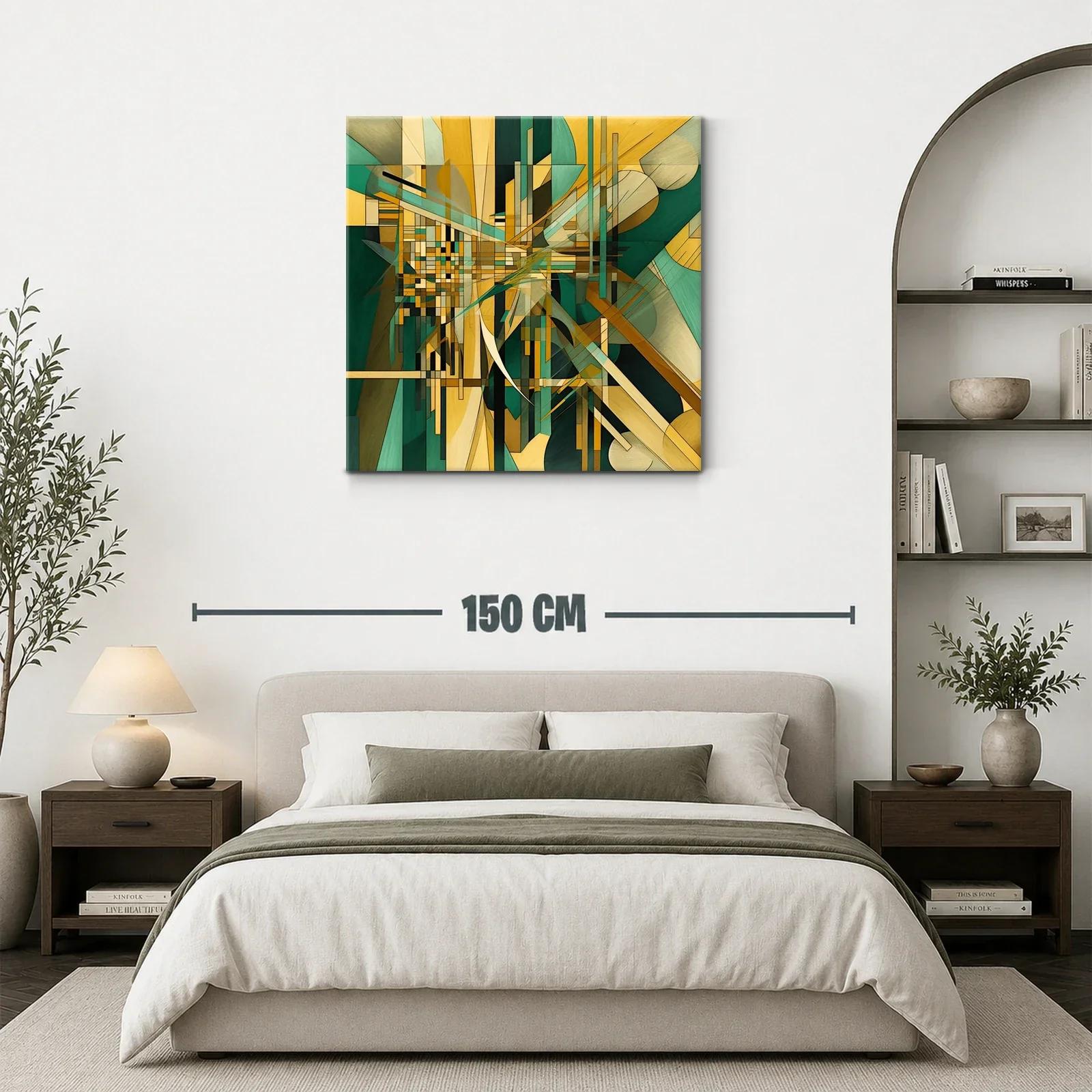 Composición abstracta en tonos verdes y dorados vibrantes — miniatura 3