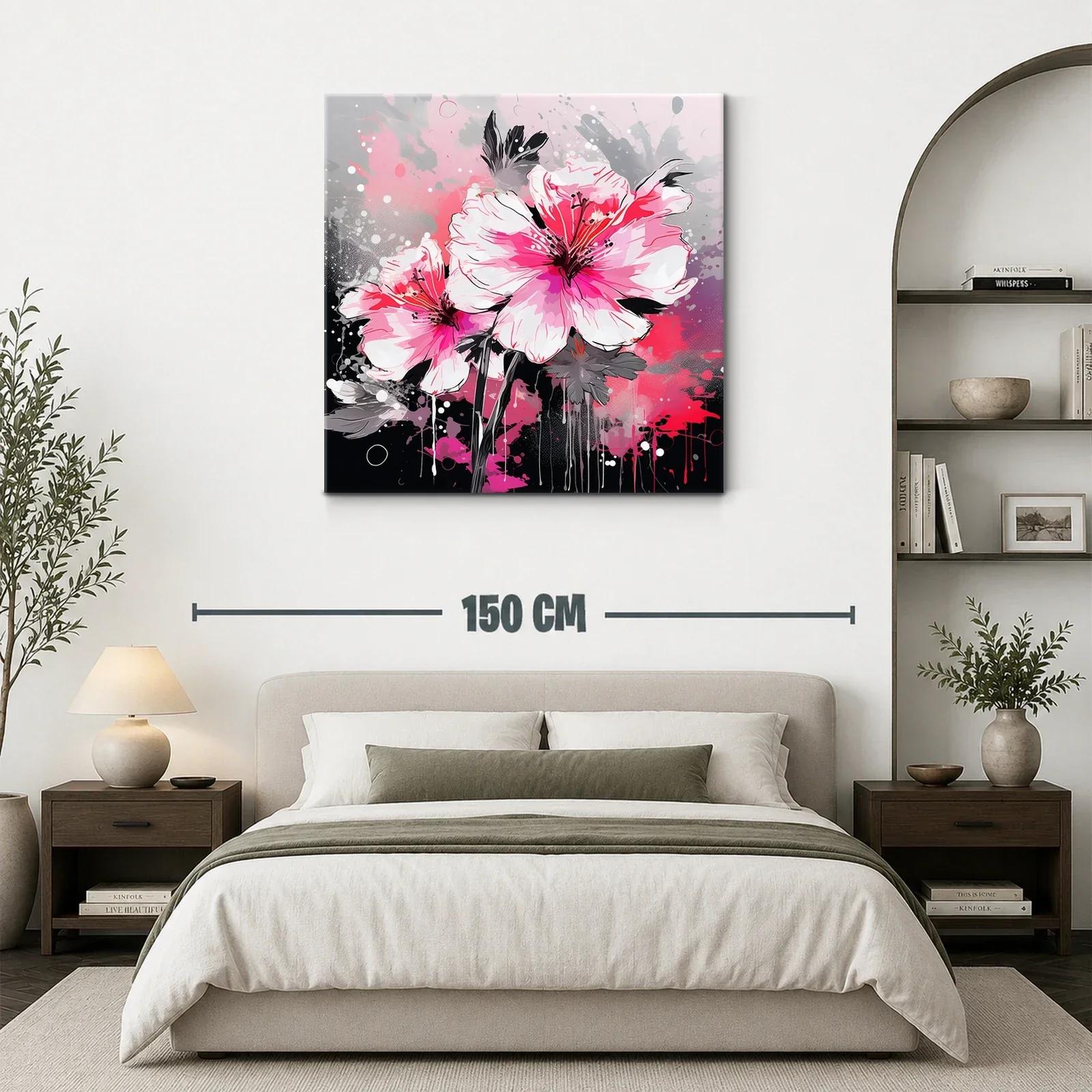 Flores vibrantes en tonos rosas y grises modernos — miniatura 3