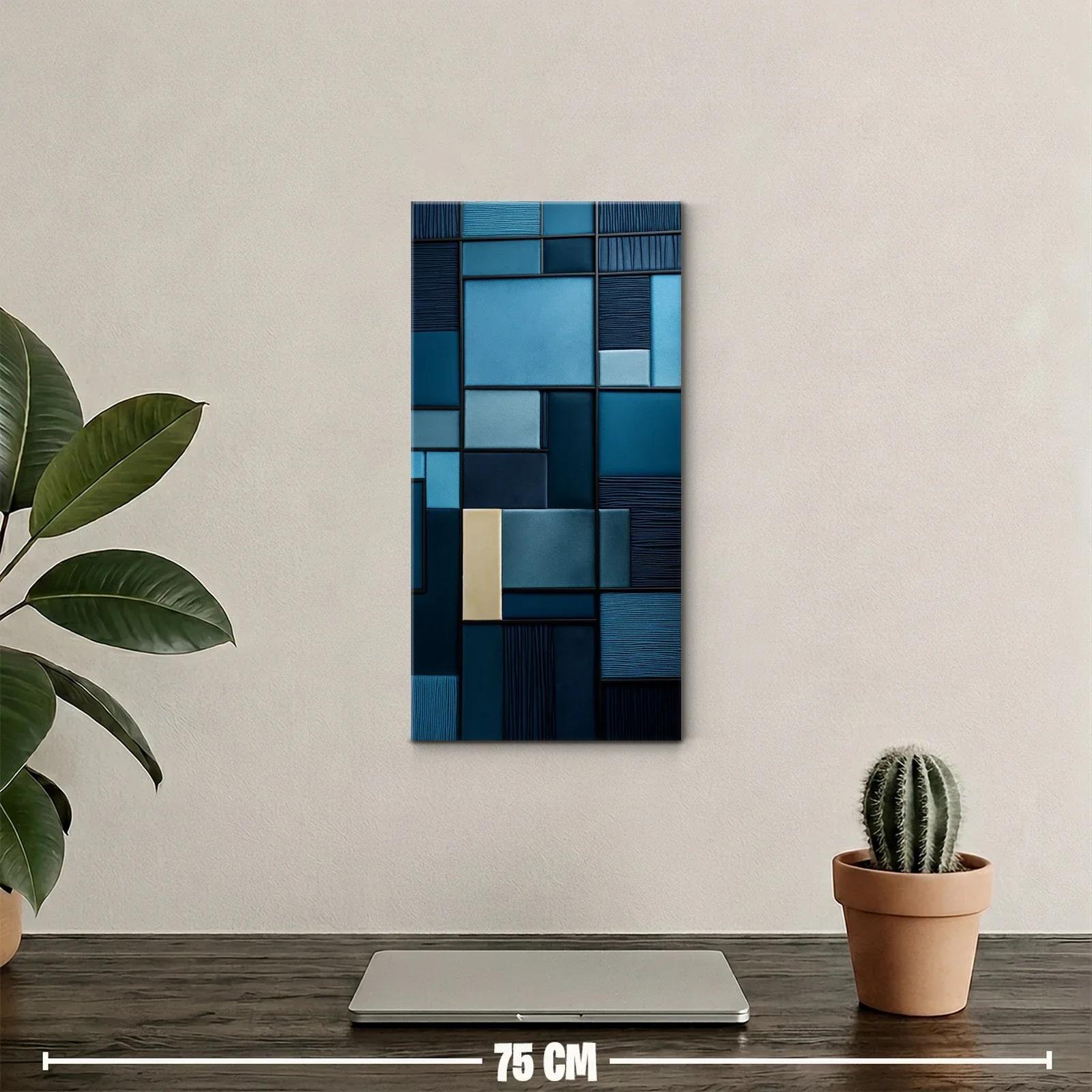 Cuadro mosaico geométrico de rectángulos azules — miniatura 2