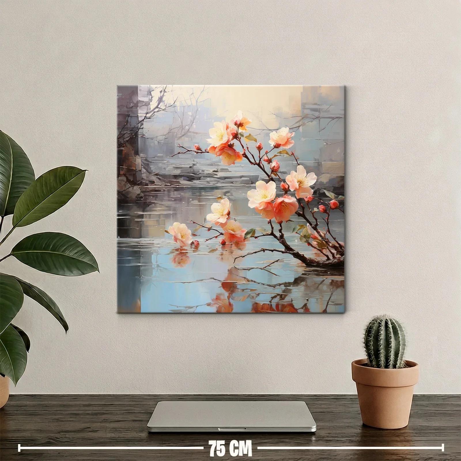 Delicadas flores rosadas sobre agua tranquila y reflejos sutiles — miniatura 2