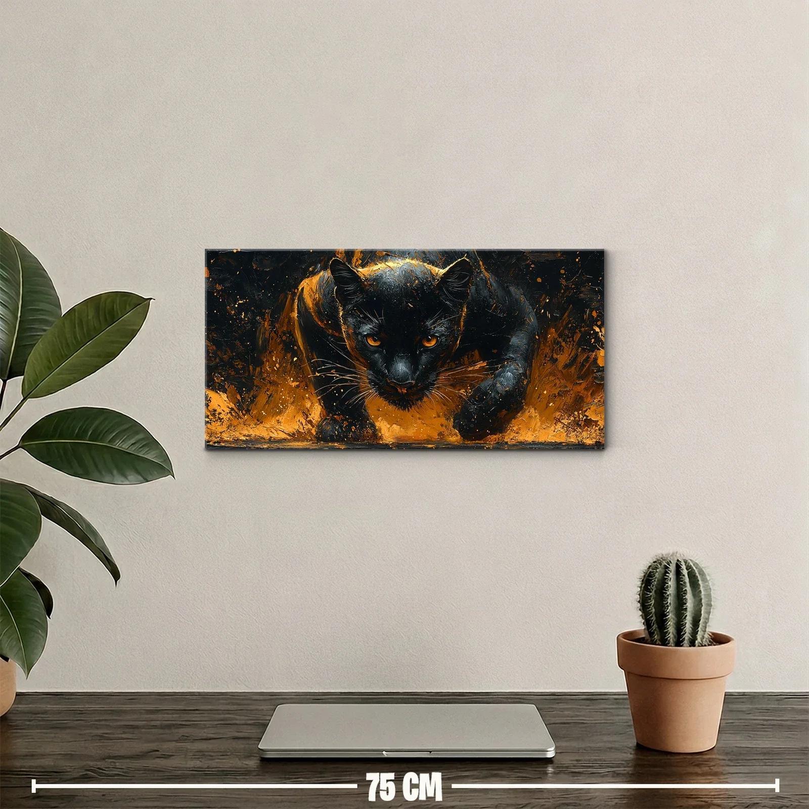 Cuadro pantera negra de mirada ámbar — miniatura 2
