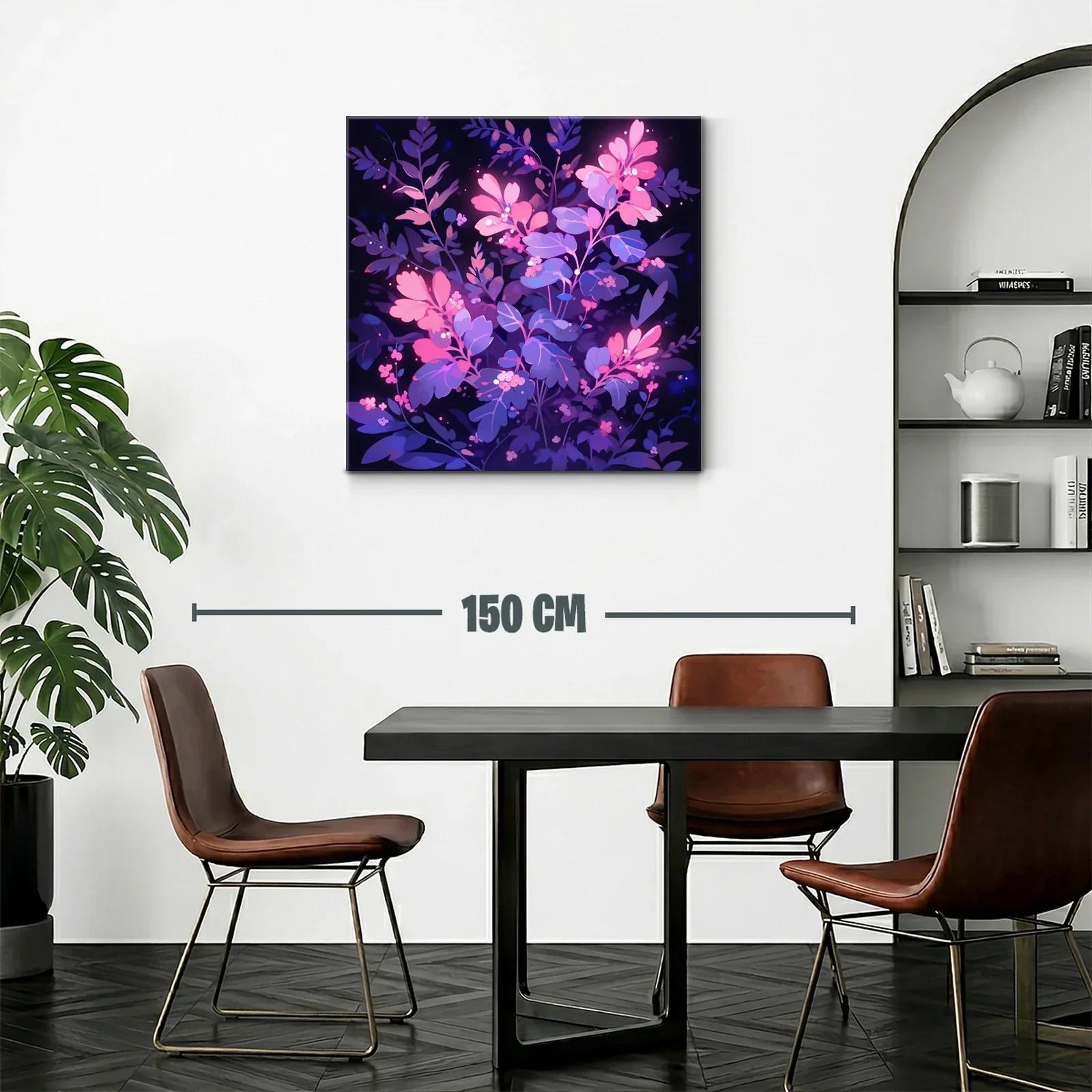 Cuadro de flores vibrantes en tonos púrpura y rosa — miniatura 2