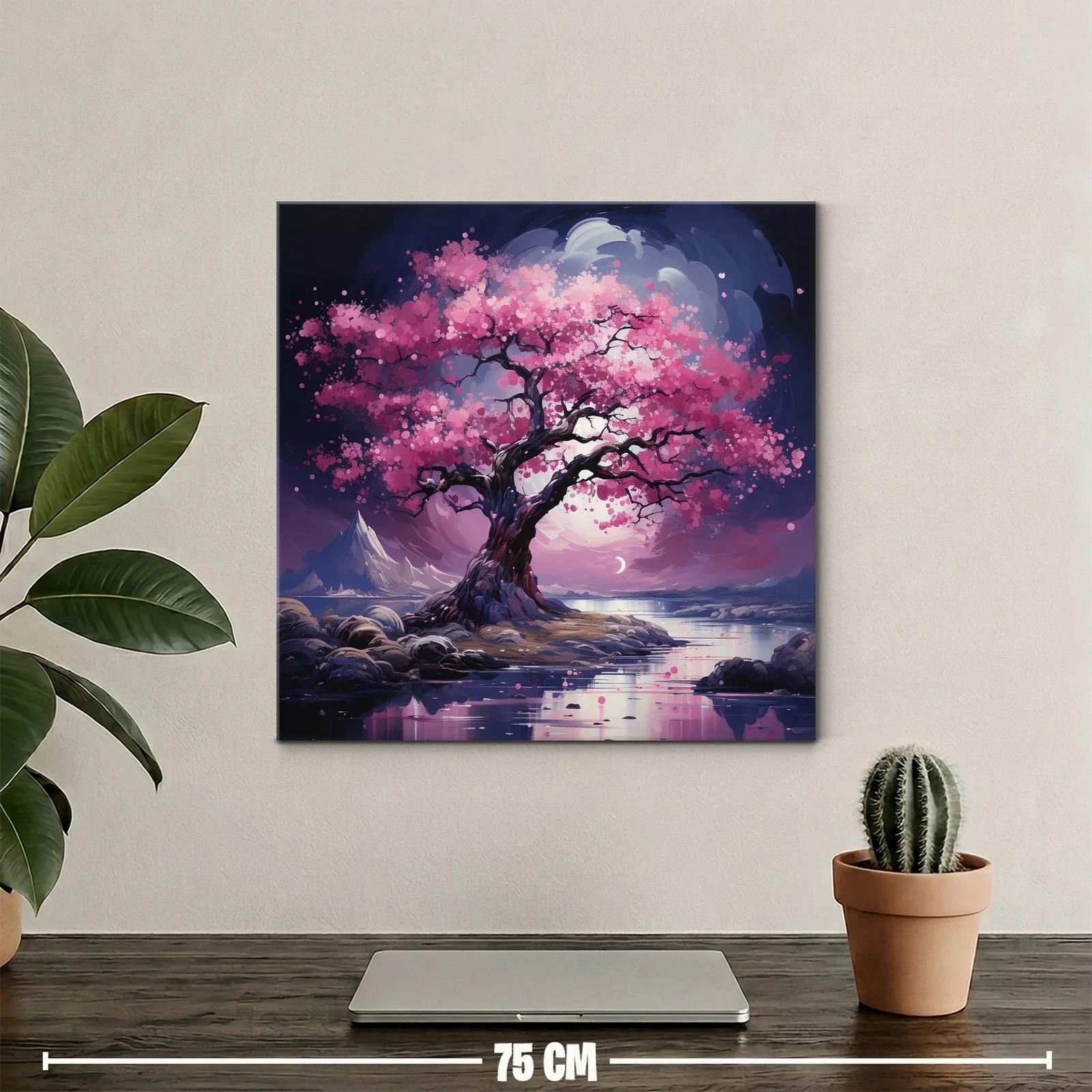 Árbol de Cerezo en Flor con Reflejos Nocturnos — miniatura 2