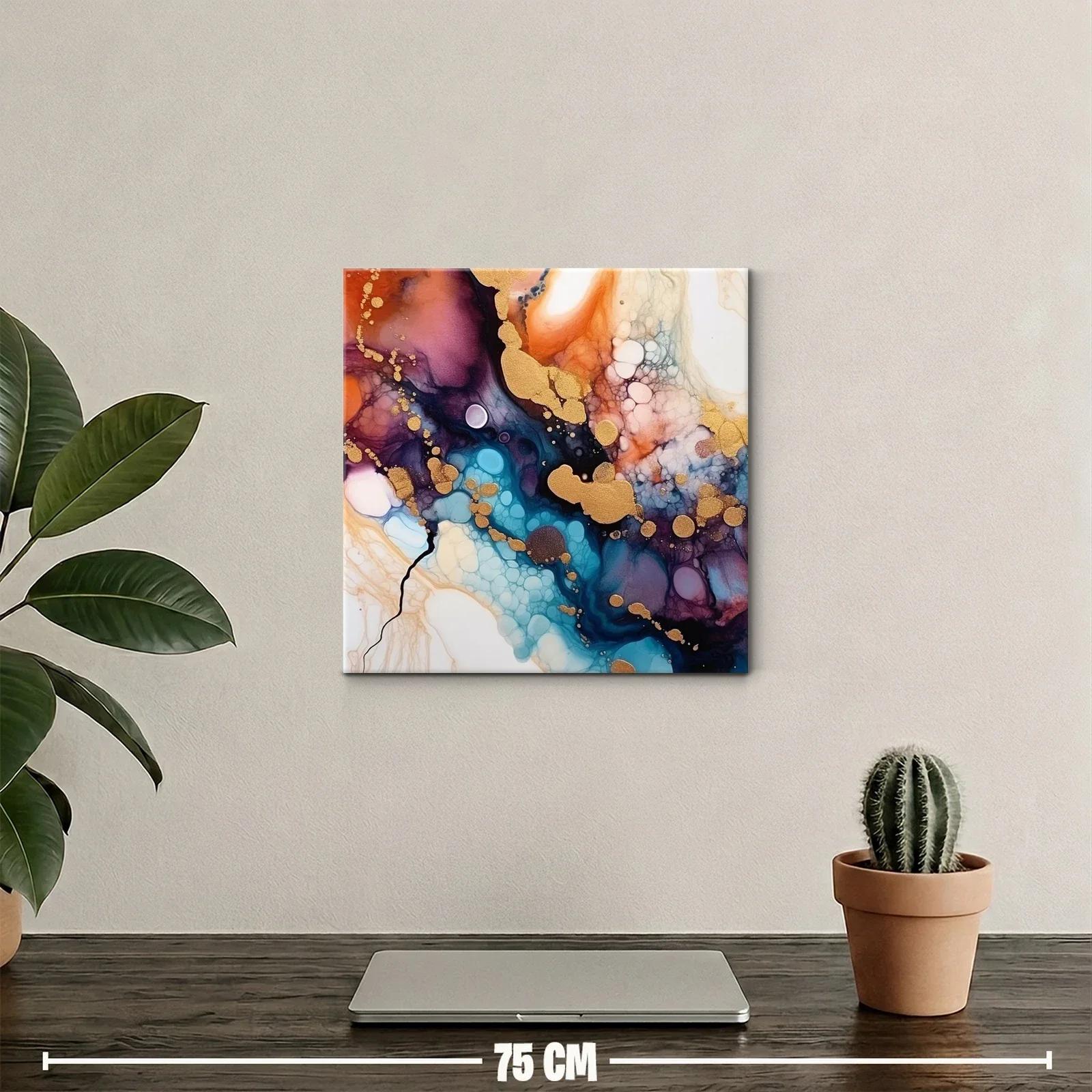 Abstracción vibrante con tonos cálidos y detalles dorados — miniatura 2