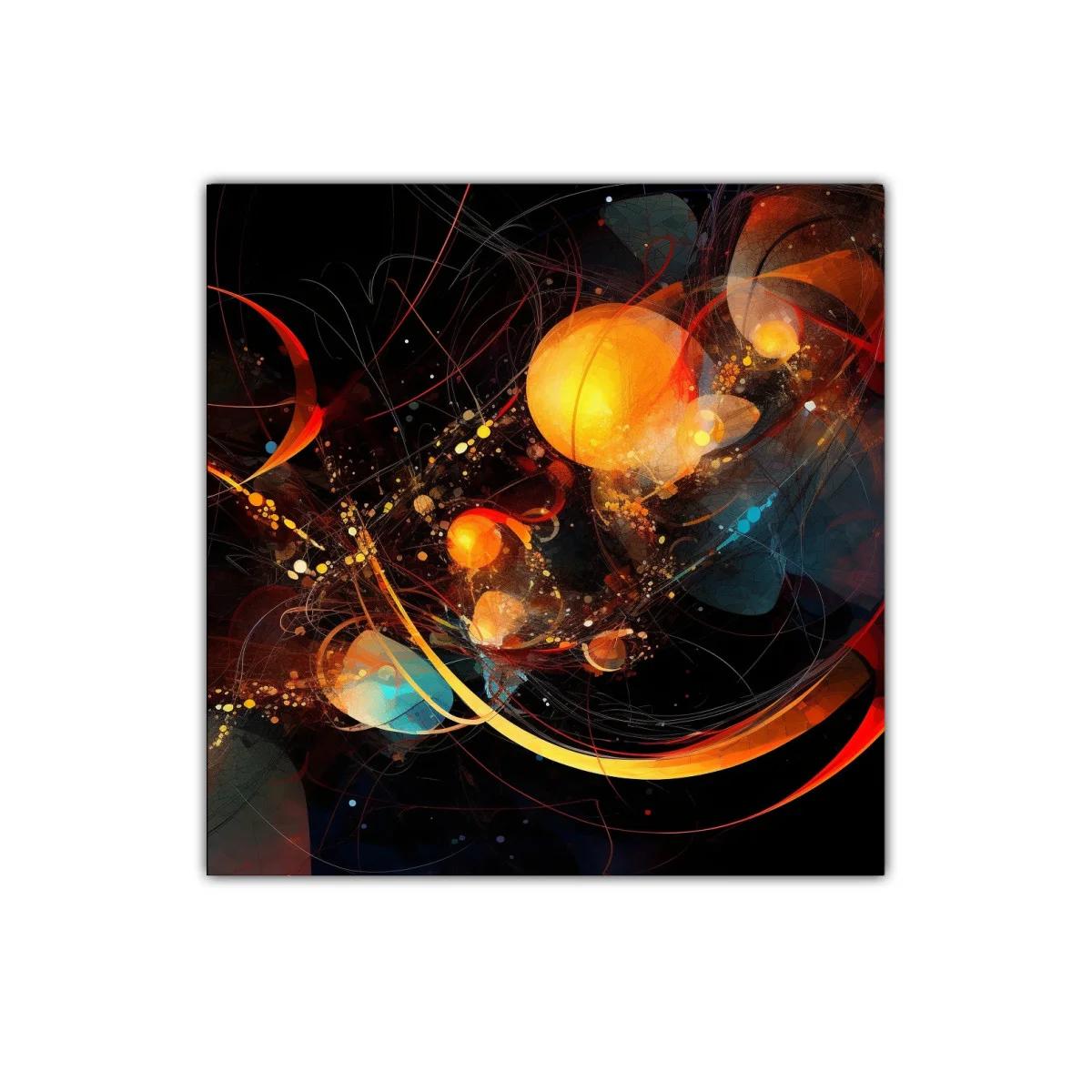 Composición abstracta con esferas luminosas y líneas dinámicas — miniatura 1