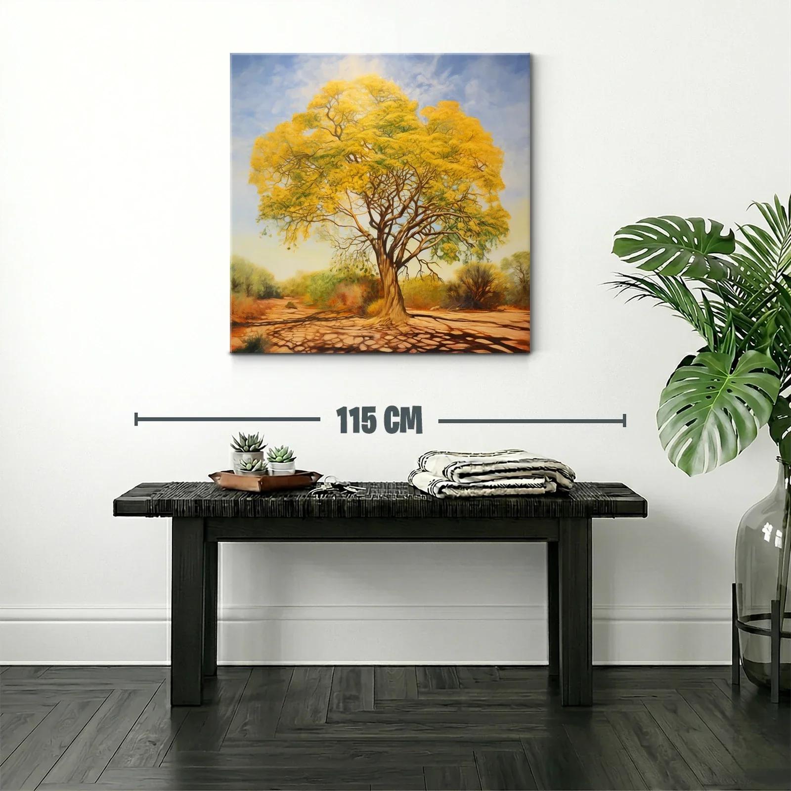 Árbol Dorado en Paisaje de Luz y Sombra Cálida — miniatura 2