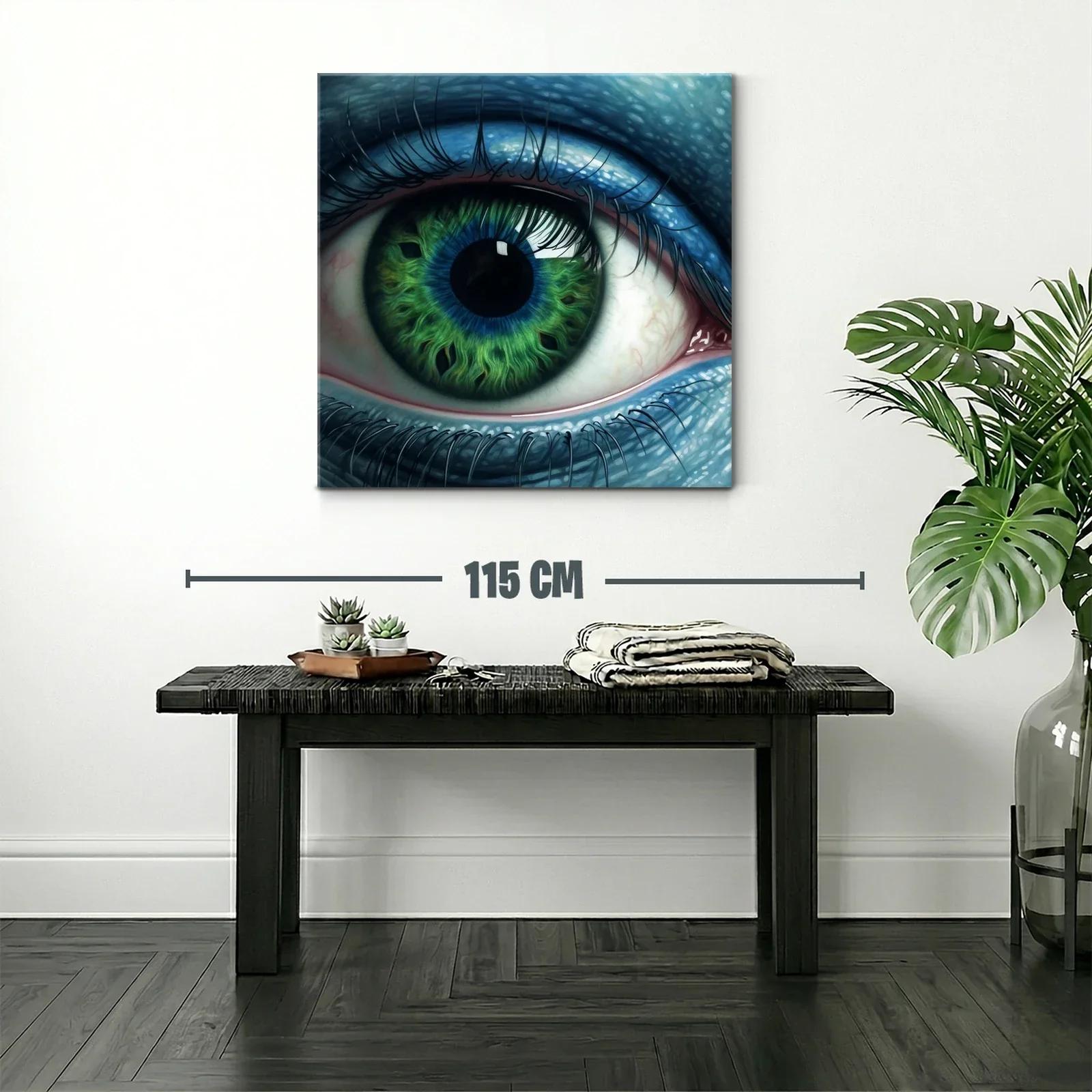Impactante cuadro con ojo verde y azul en detalle extremo — miniatura 2