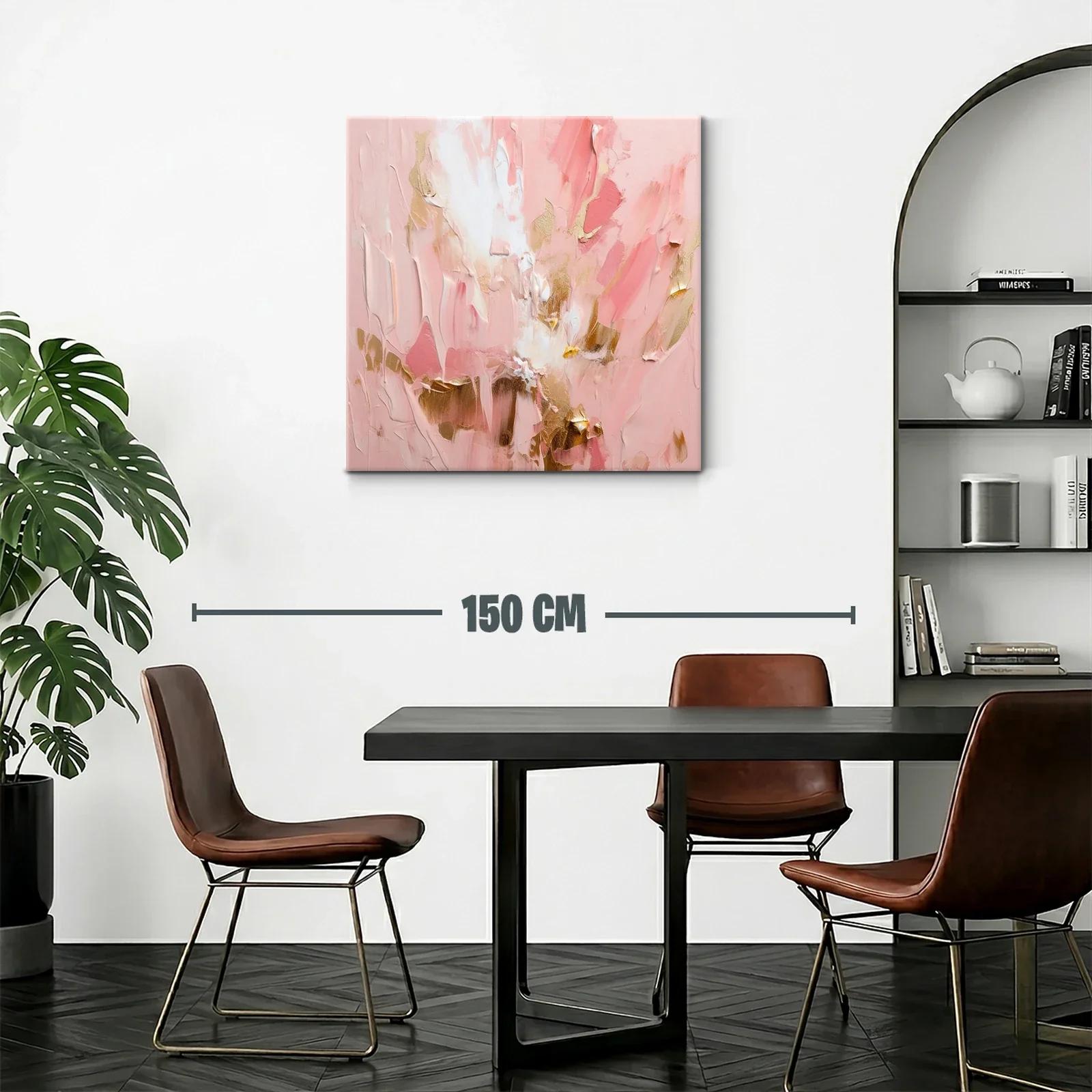 Cuadro abstracto en tonos rosas y dorados elegante — miniatura 2