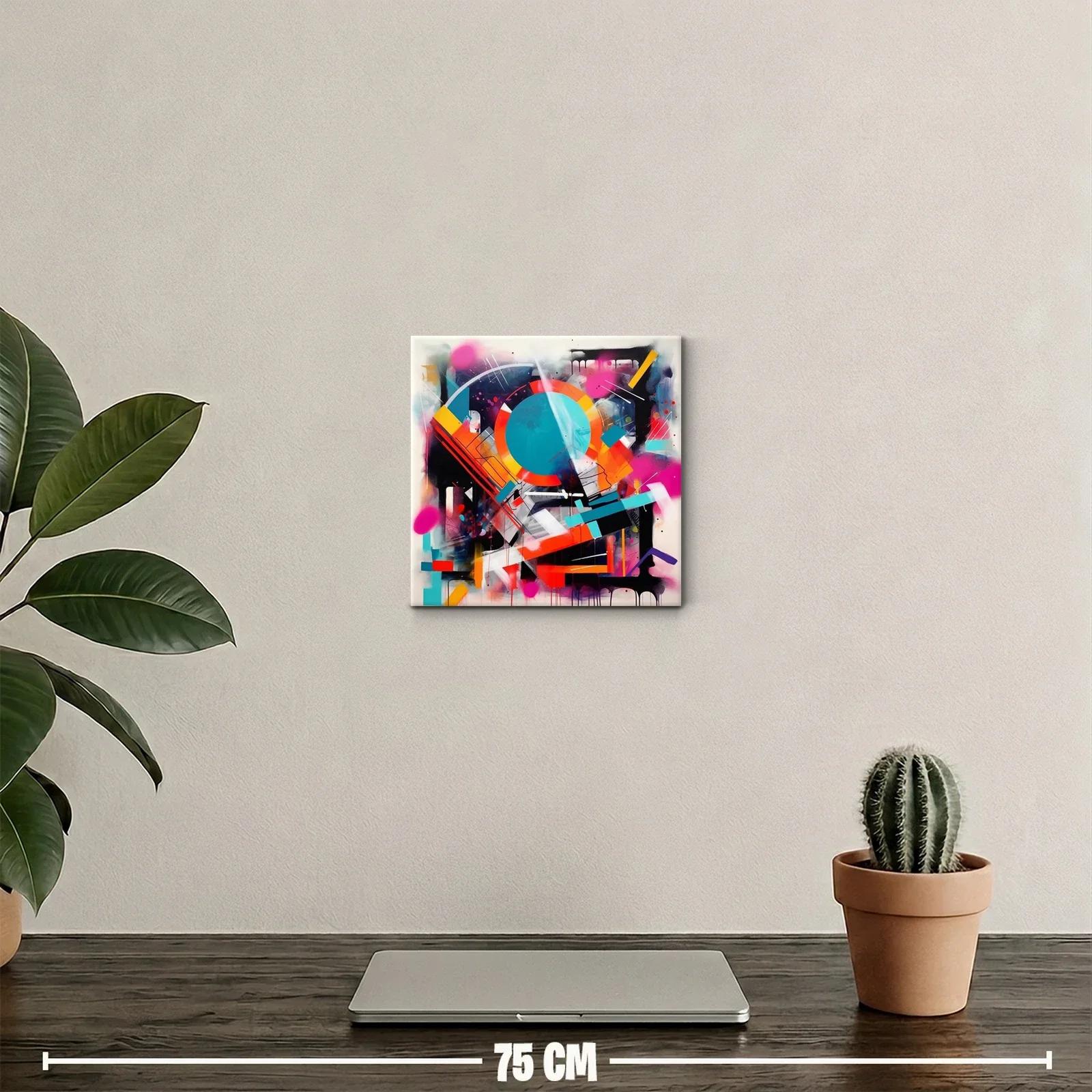 Cuadro abstracto colorido con formas geométricas y energía vibrante — miniatura 2