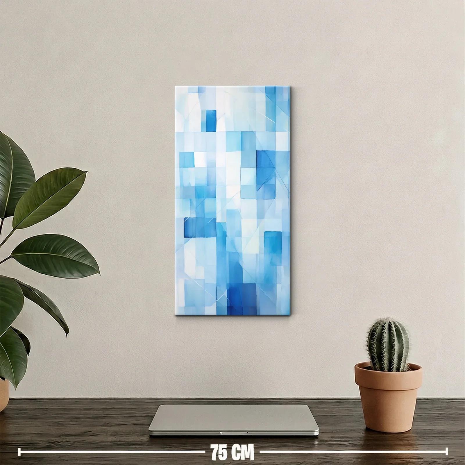 Cuadro mosaico abstracto de rectángulos translúcidos en azul — miniatura 2