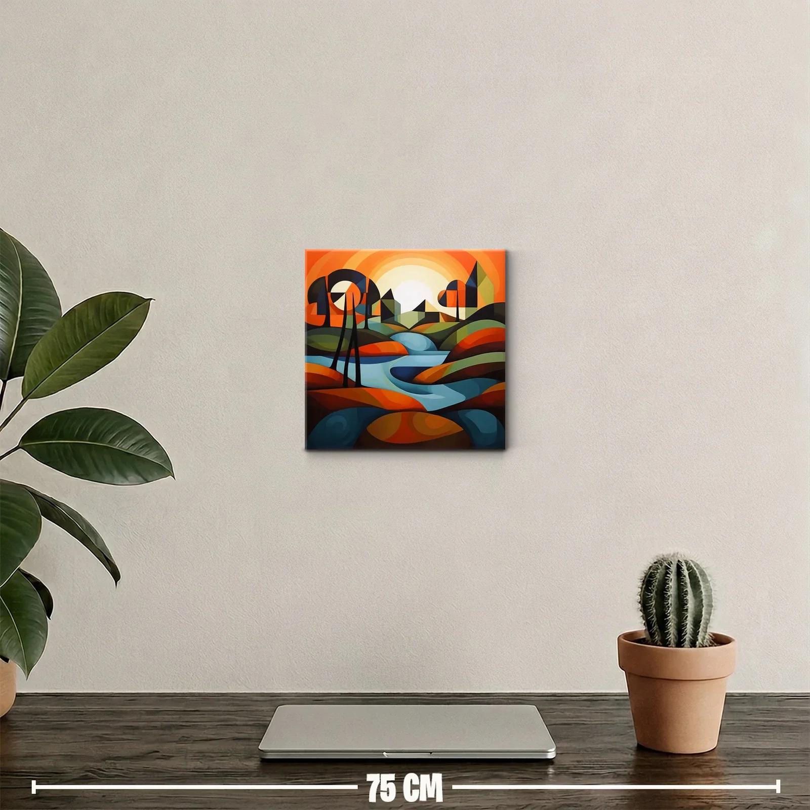 Arte abstracto de paisaje con colores cálidos y contrastes — miniatura 2