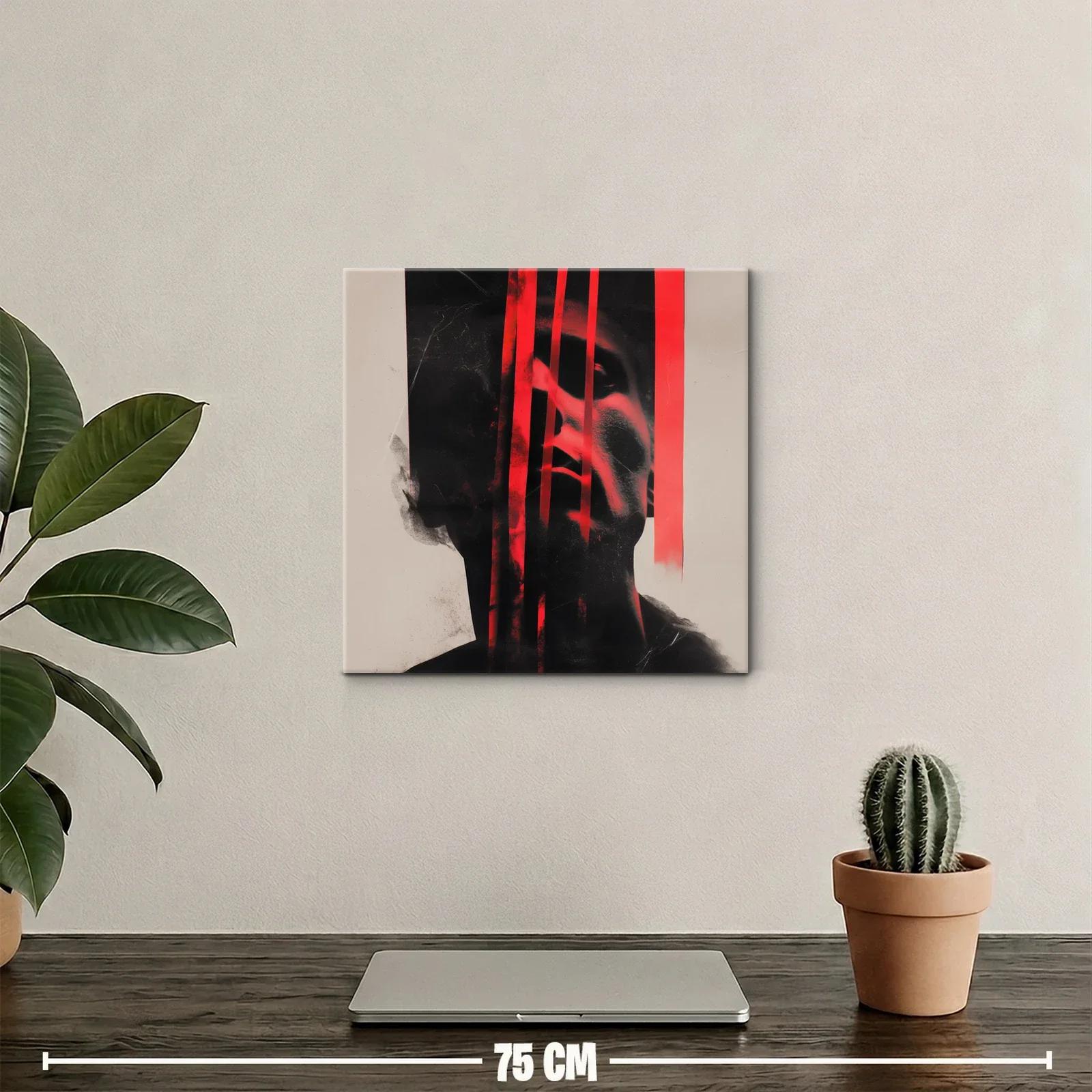 Retrato abstracto con líneas rojas intensas y sombras dramáticas — miniatura 2