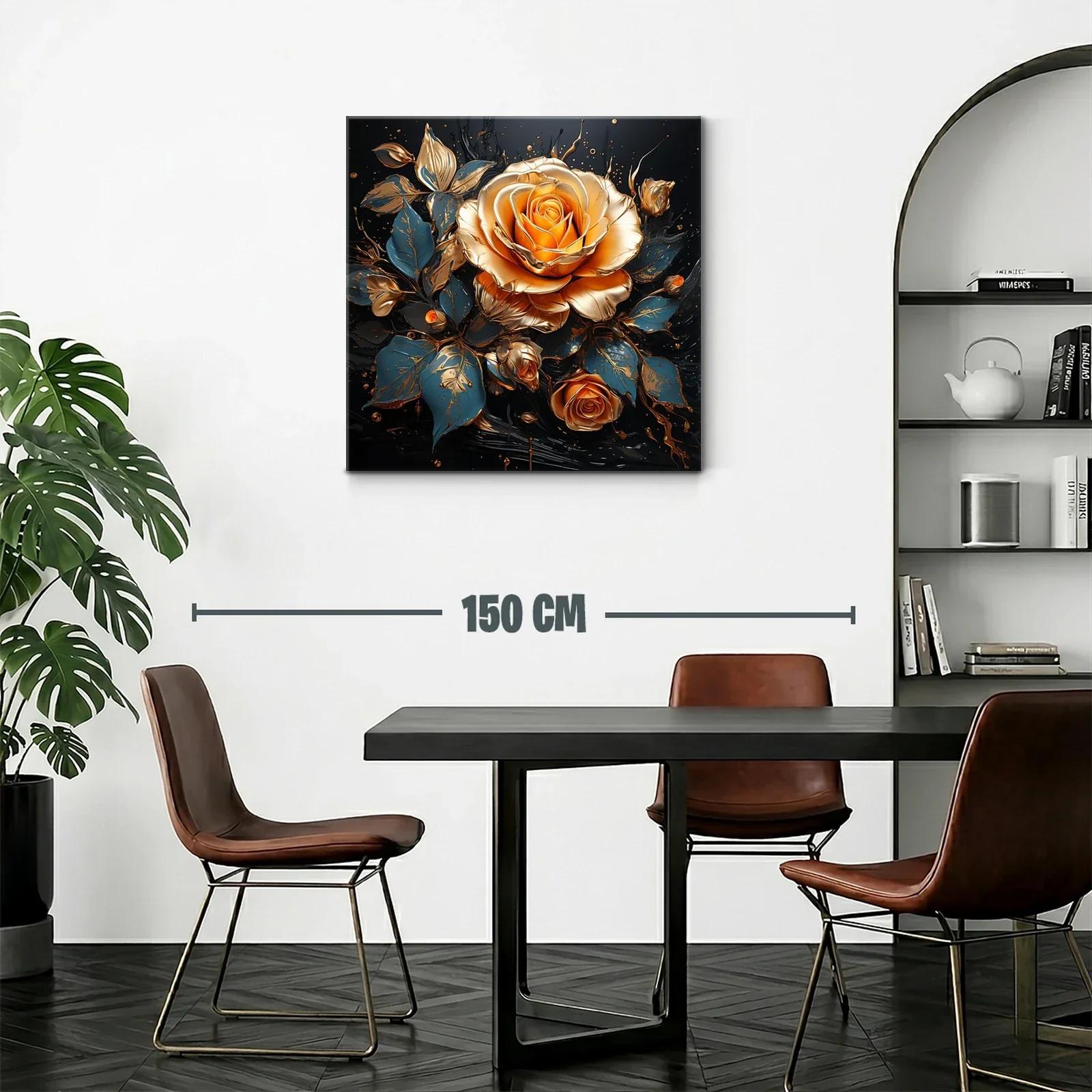 Rosas doradas y azul oscuro en composición elegante y vibrante — miniatura 2
