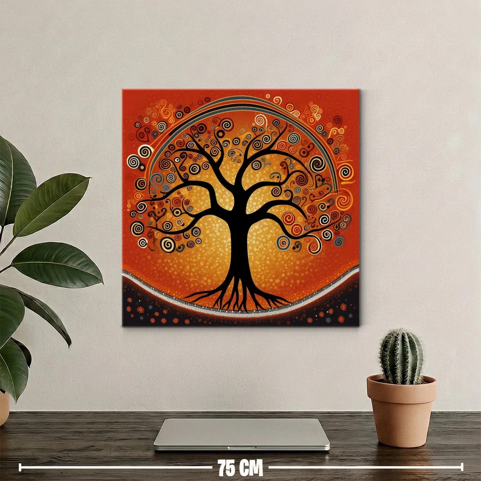 Árbol con espirales vibrantes en tonos cálidos y negros — miniatura 2