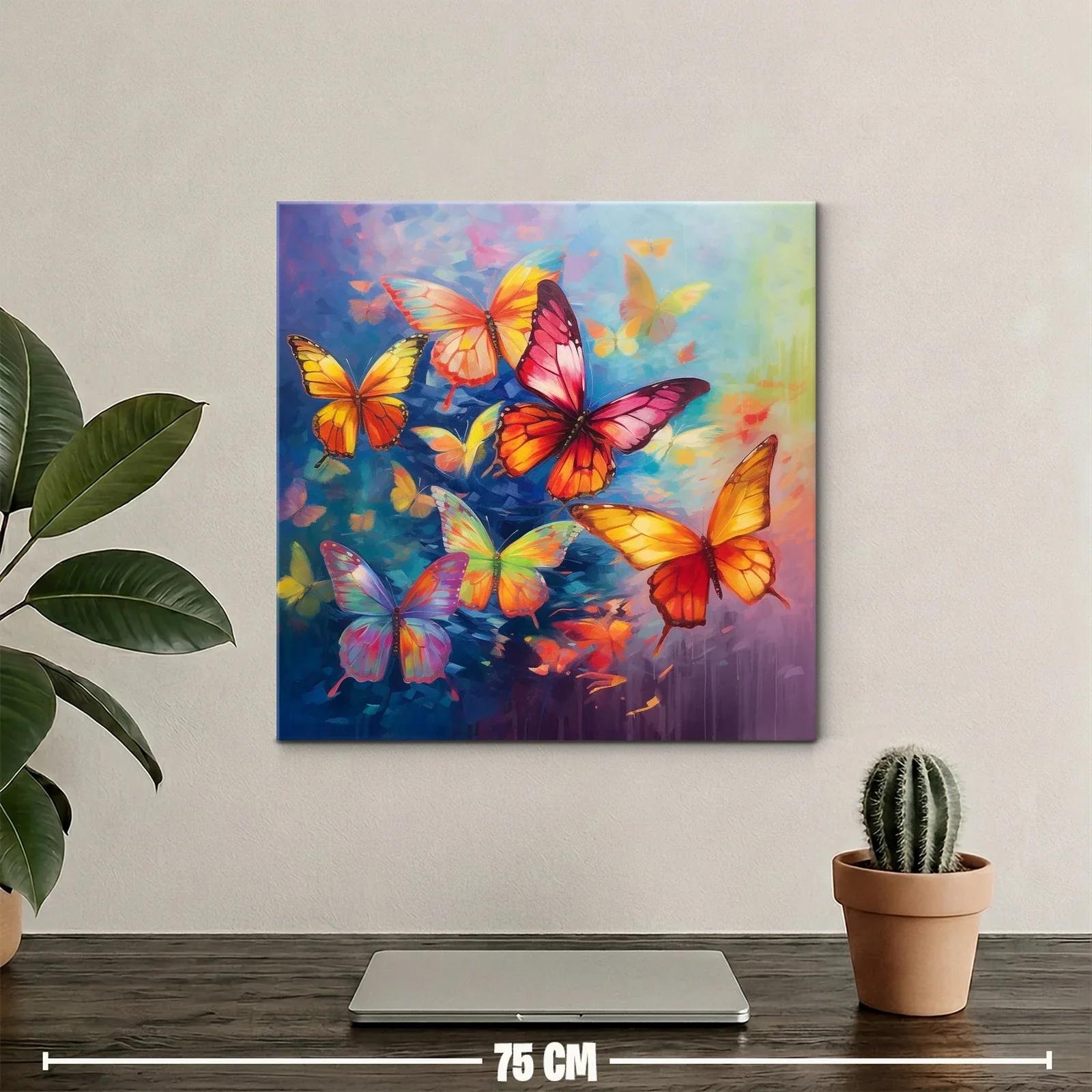 Mariposas vibrantes en vuelo sobre fondo azul y cálido — miniatura 2
