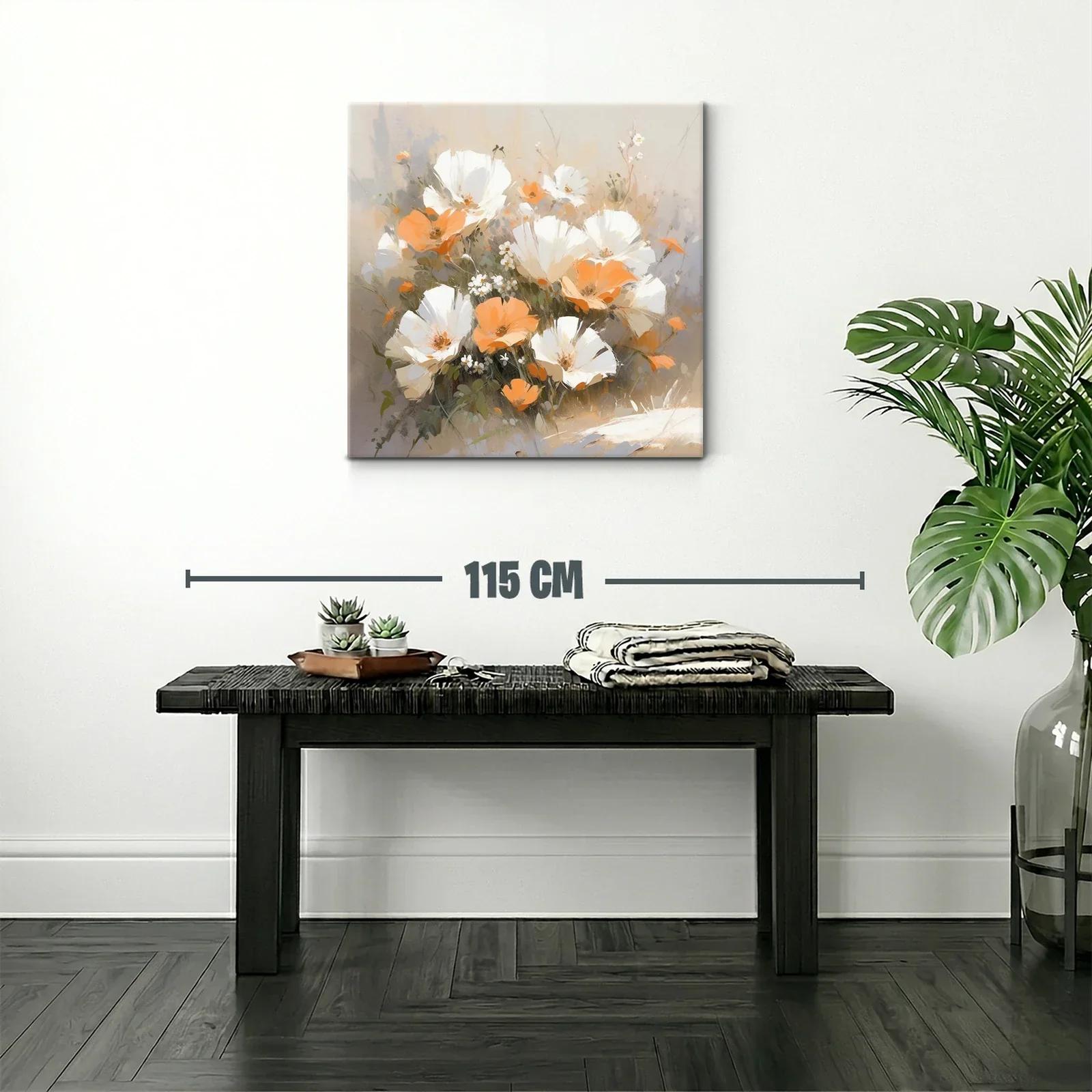 Cuadro con ramo de flores blancas y naranjas delicadas — miniatura 2