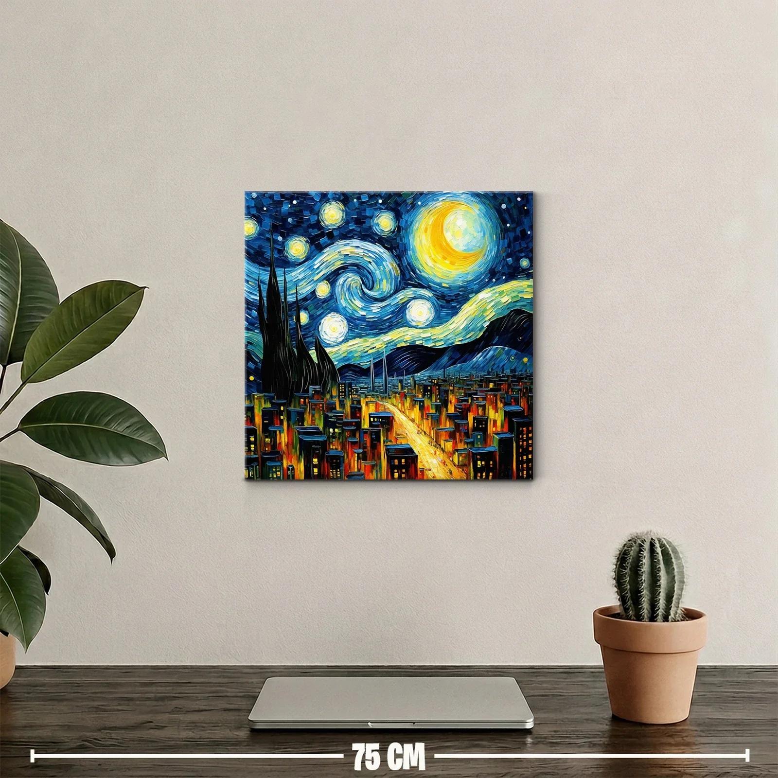 Ciudad nocturna bajo cielo estrellado vibrante y dinámico — miniatura 2
