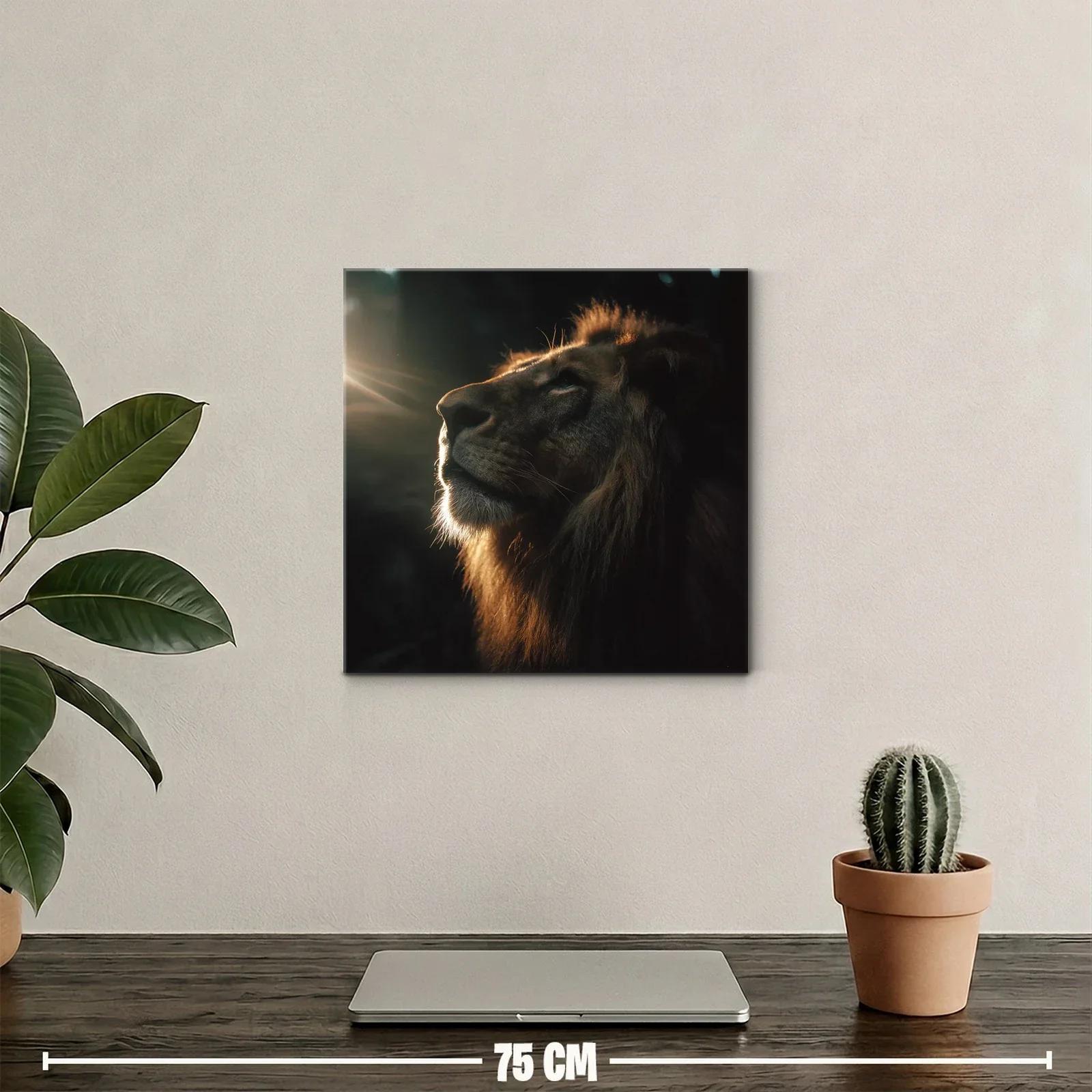 Imponente retrato de león con luz dorada sobre melena — miniatura 2
